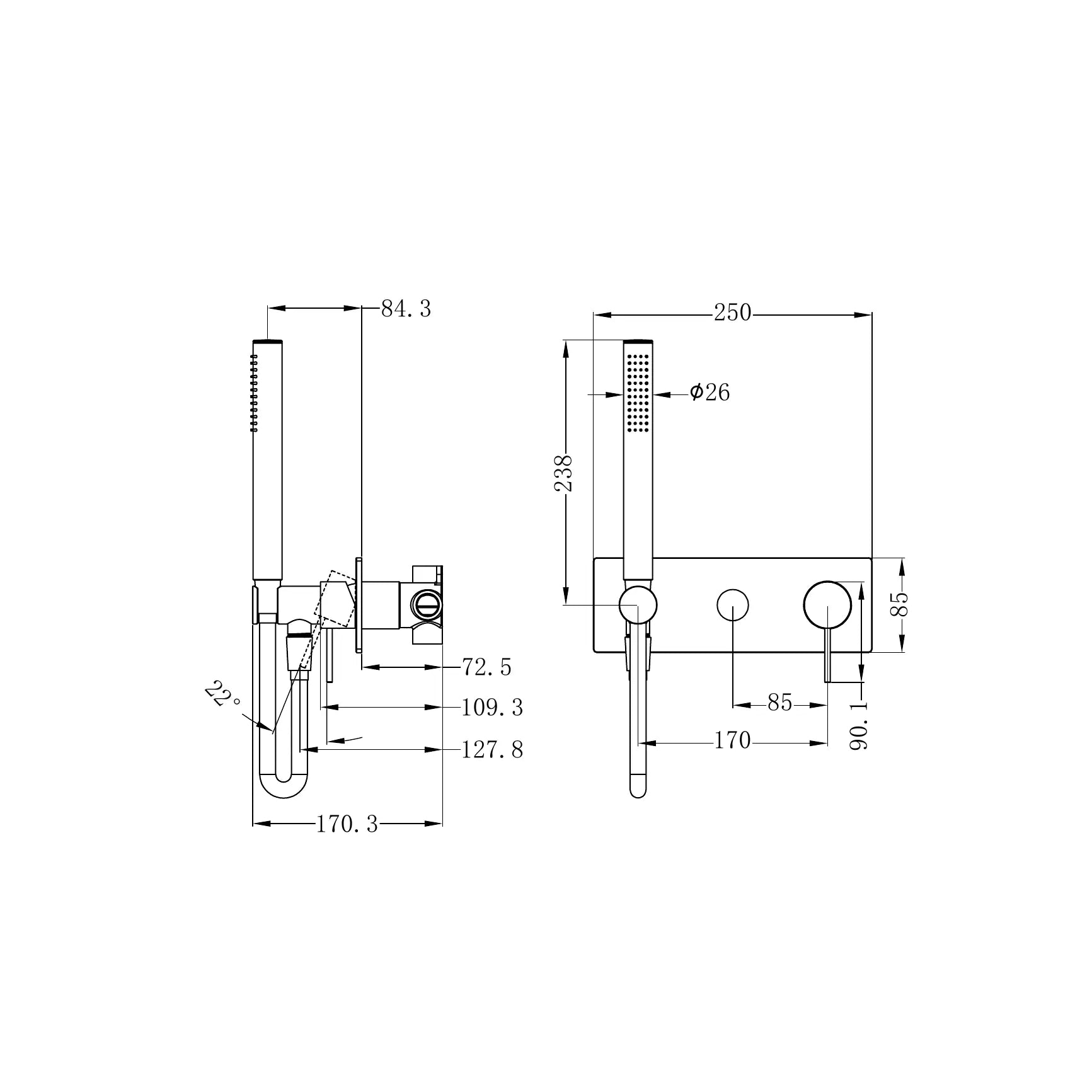 Mecca Shower Mixer With Diverter System