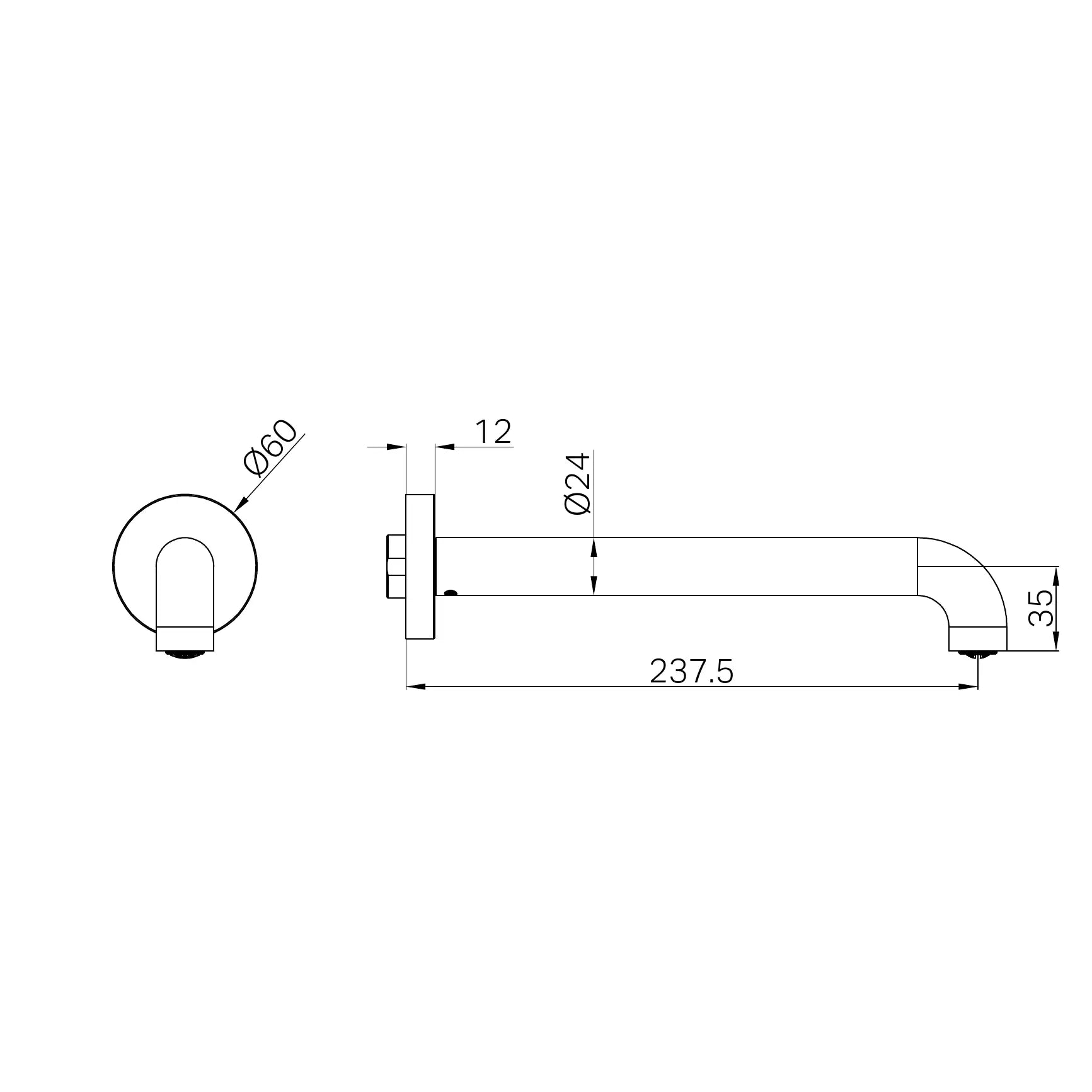Mecca Basin/Bath Spout Only 230mm II