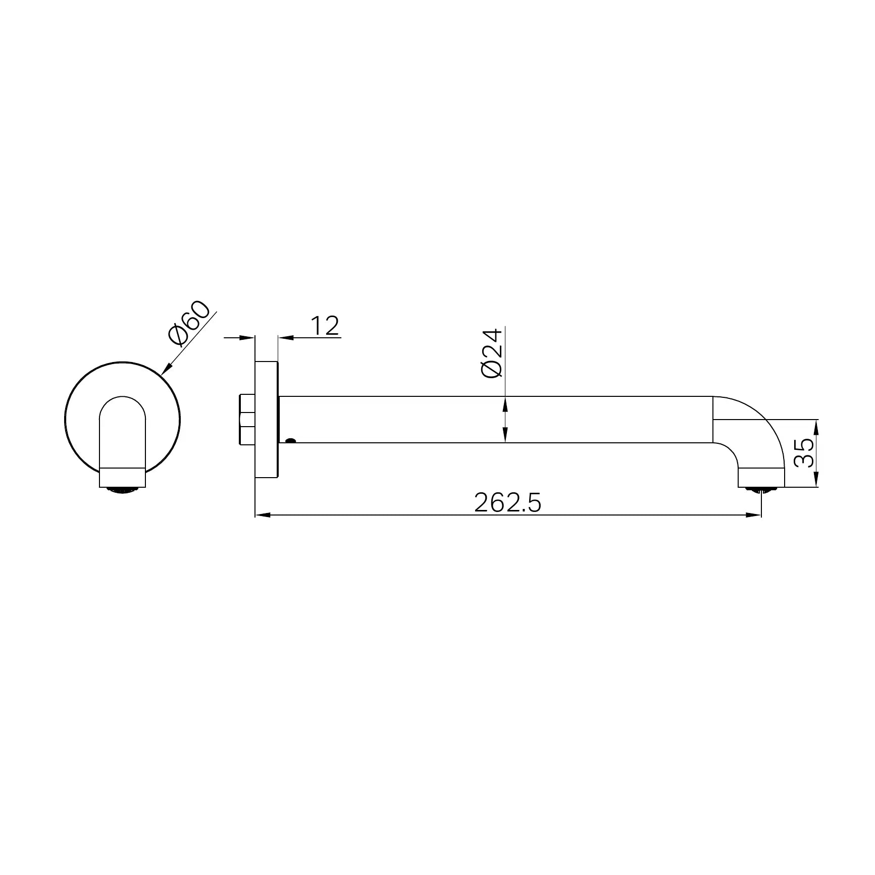 Mecca Basin/Bath Spout Only 260mm II