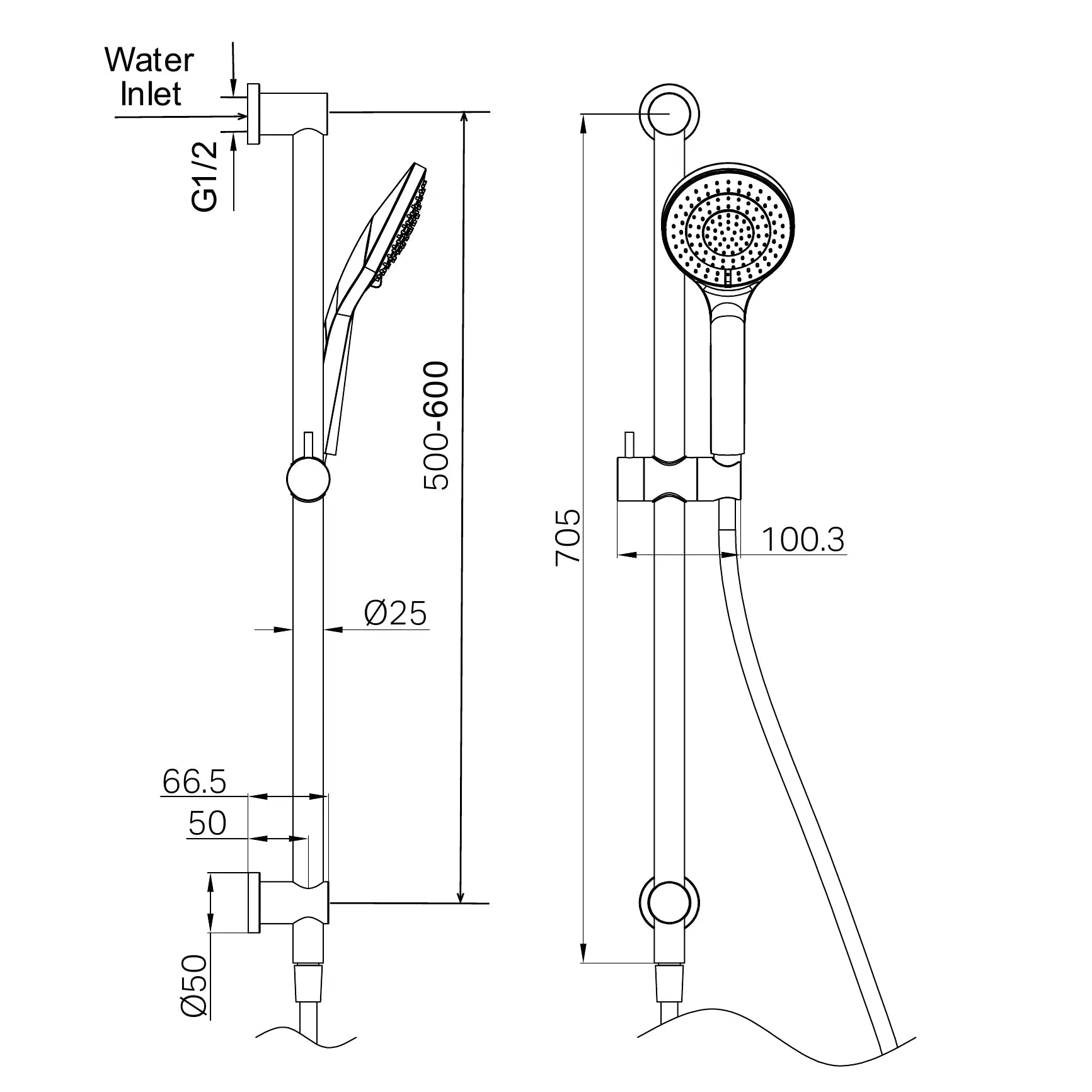 Mecca Shower Rail With Air Shower