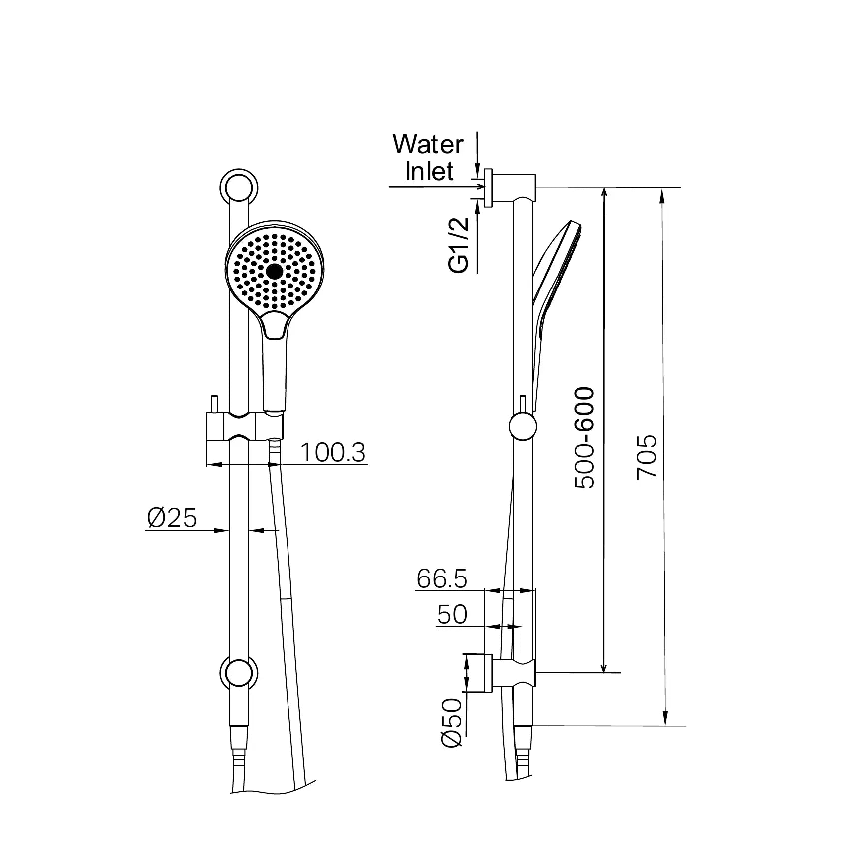 Mecca Shower Rail With Air Shower II