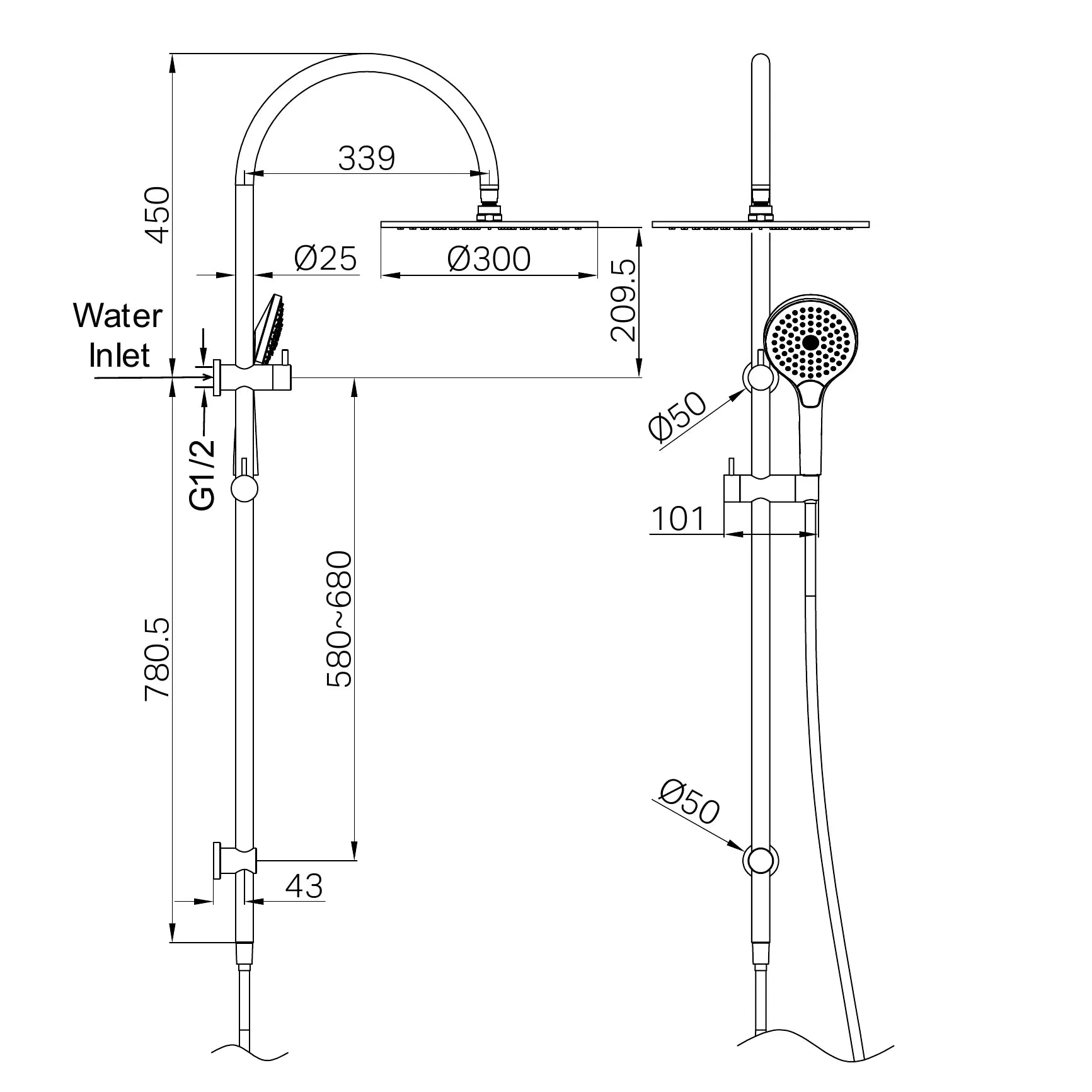 Mecca Twin Shower With Air Shower II