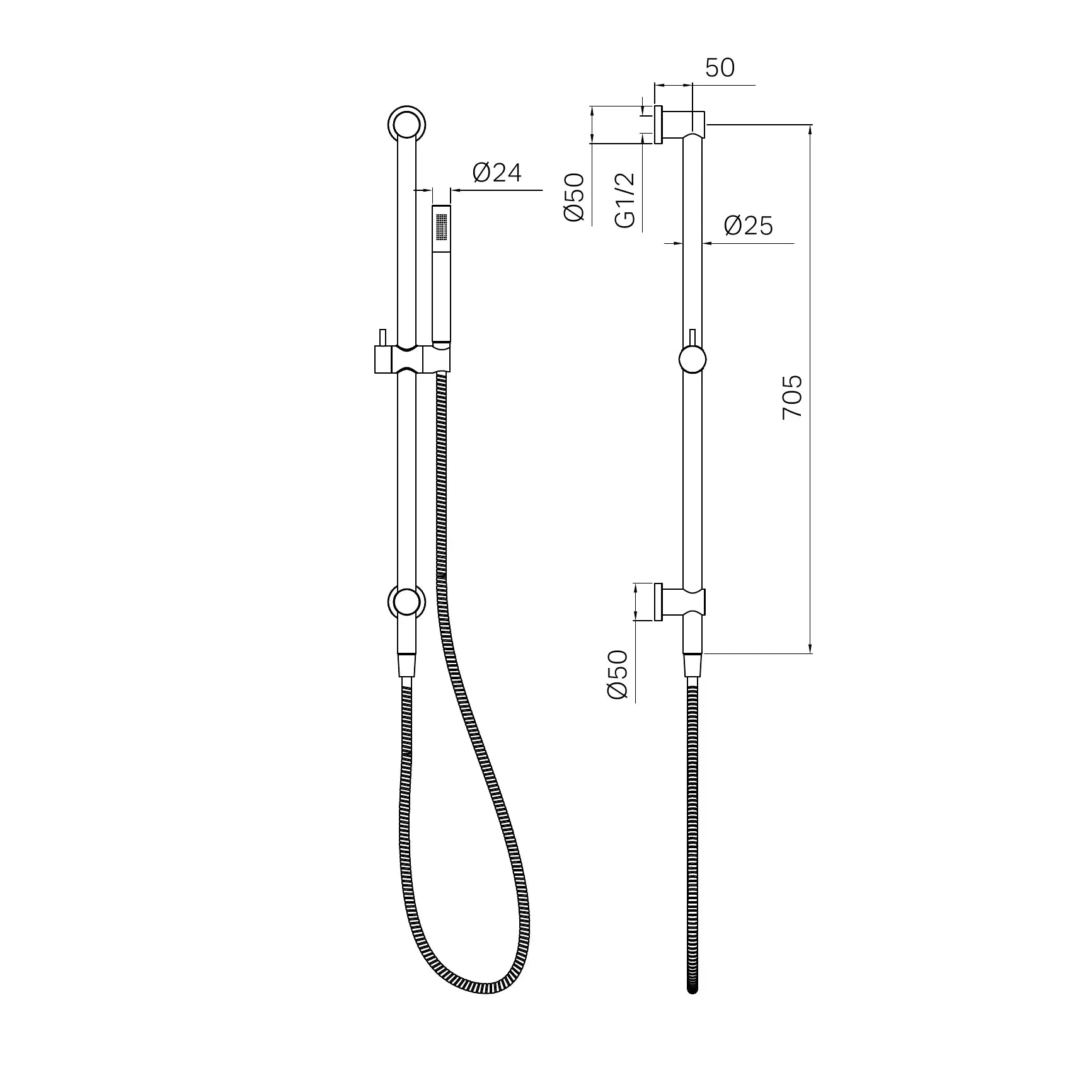 Mecca Shower Rail With Slim Hand Shower