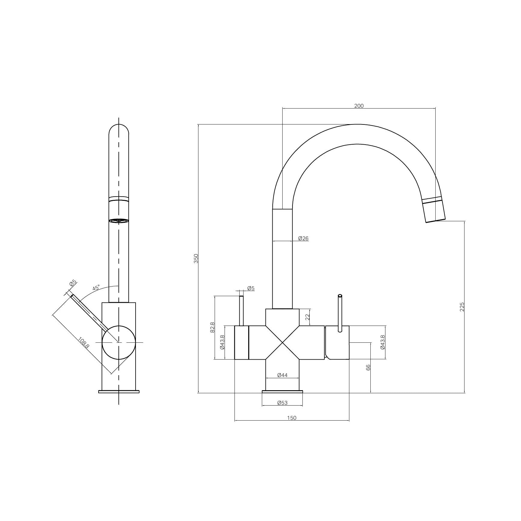 Mecca 3 Way Filtered Mixer Tap