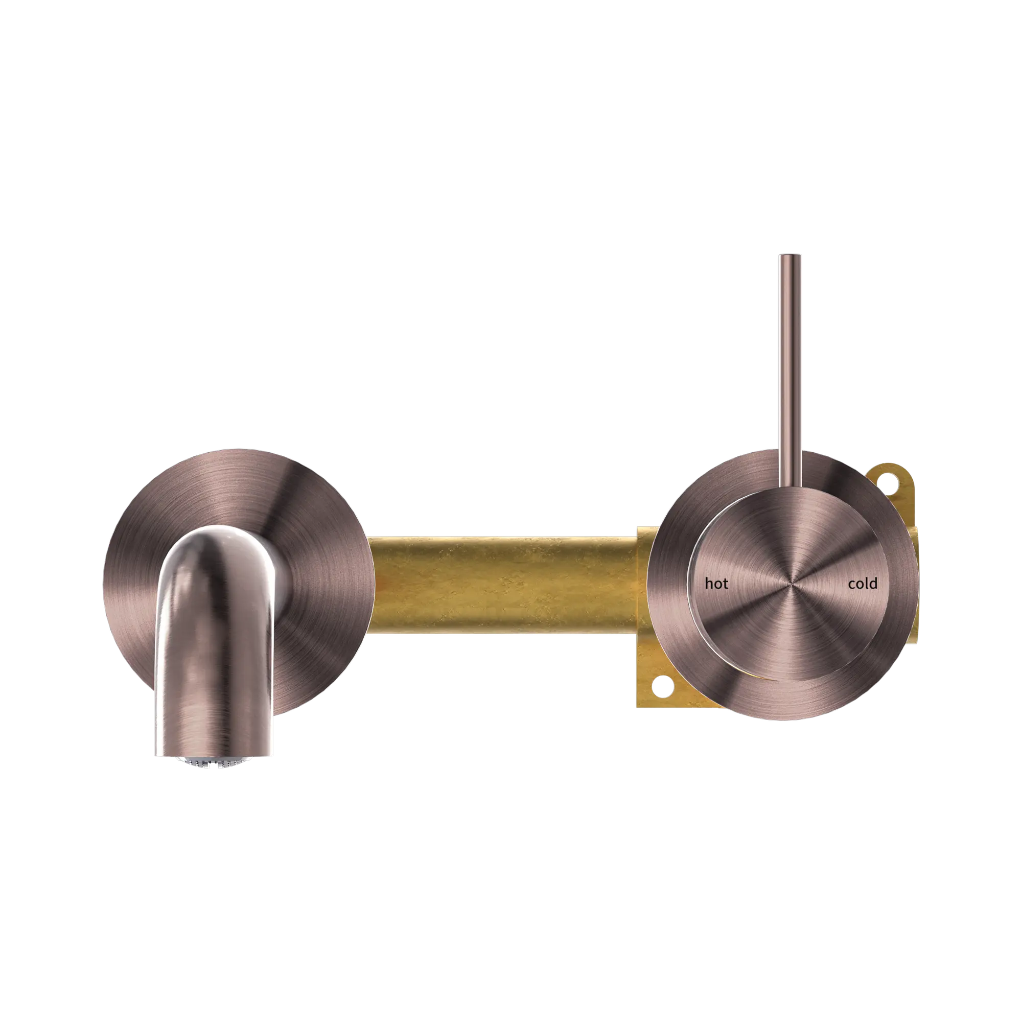 Mecca Wall Basin Mixer Separate Back Plate Handle Up 185mm Spout