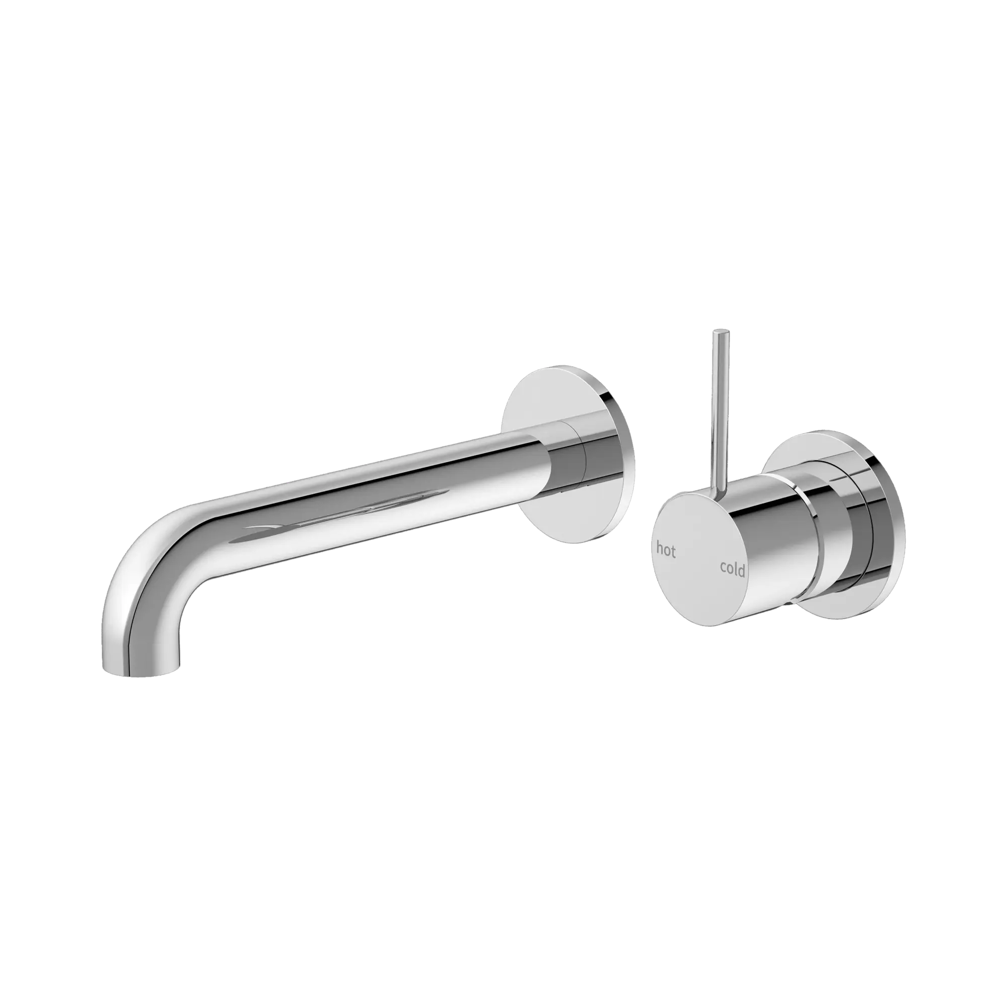 Mecca Wall Basin Mixer Separate Back Plate Handle Up 185mm Spout