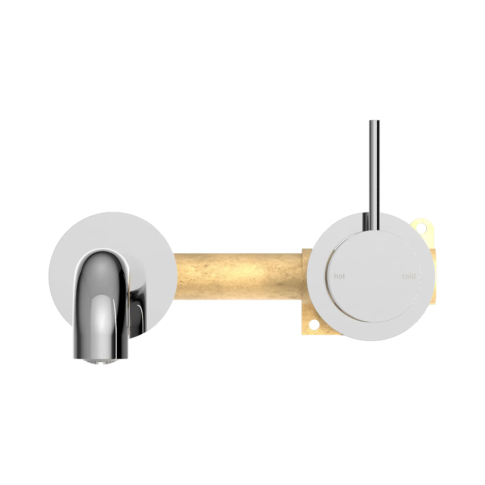 Mecca Wall Basin Mixer Separate Back Plate Handle Up 185mm Spout