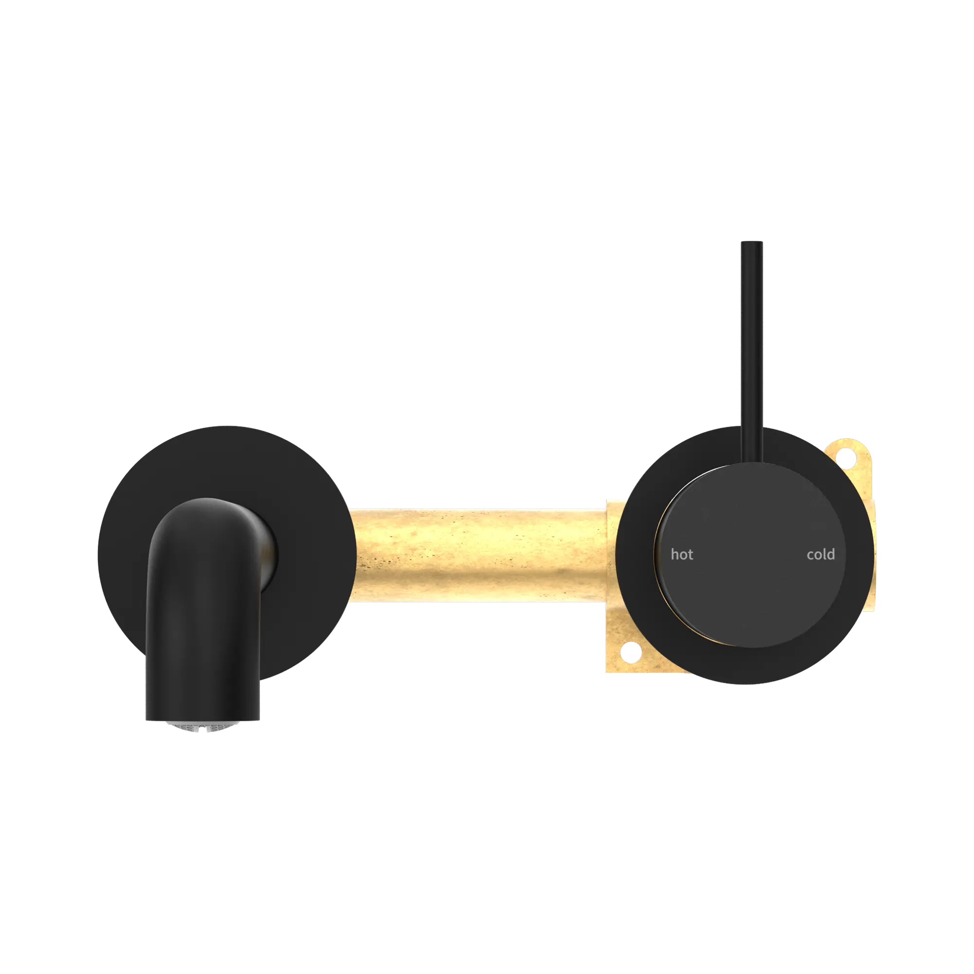 Mecca Wall Basin Mixer Separate Back Plate Handle Up 185mm Spout