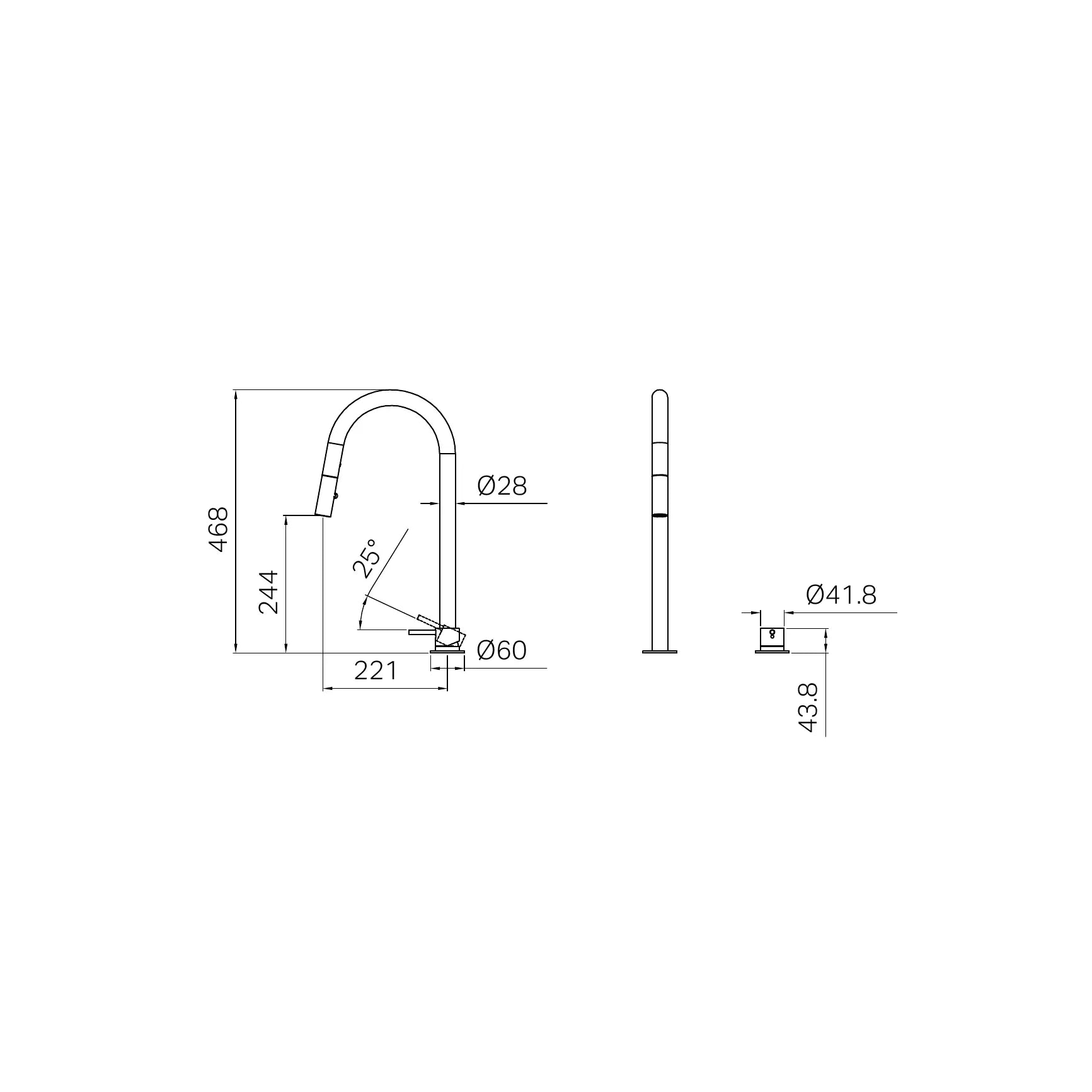 Mecca Hob Mounted Pull Out Sink Mixer