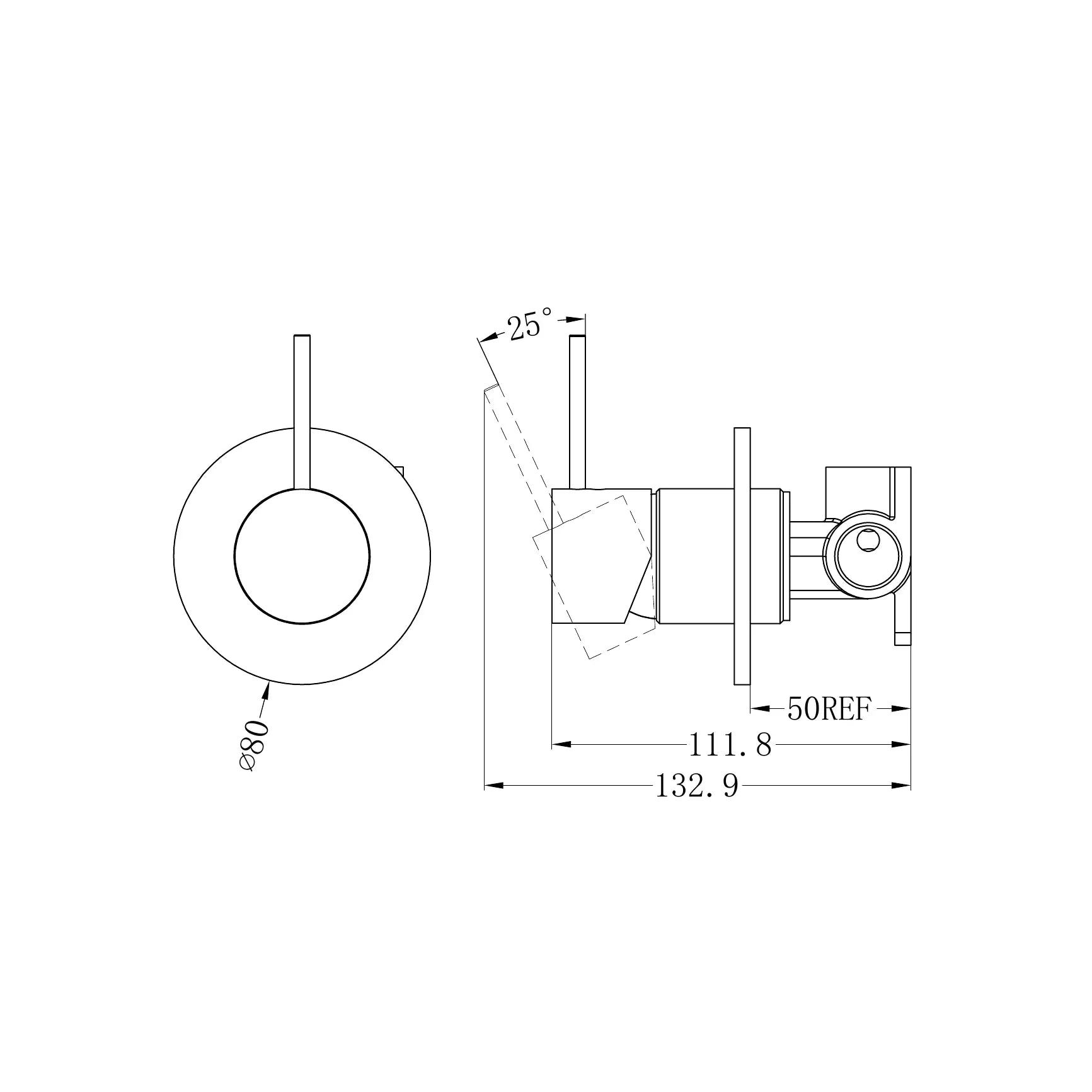 Mecca Shower Mixer Handle Up