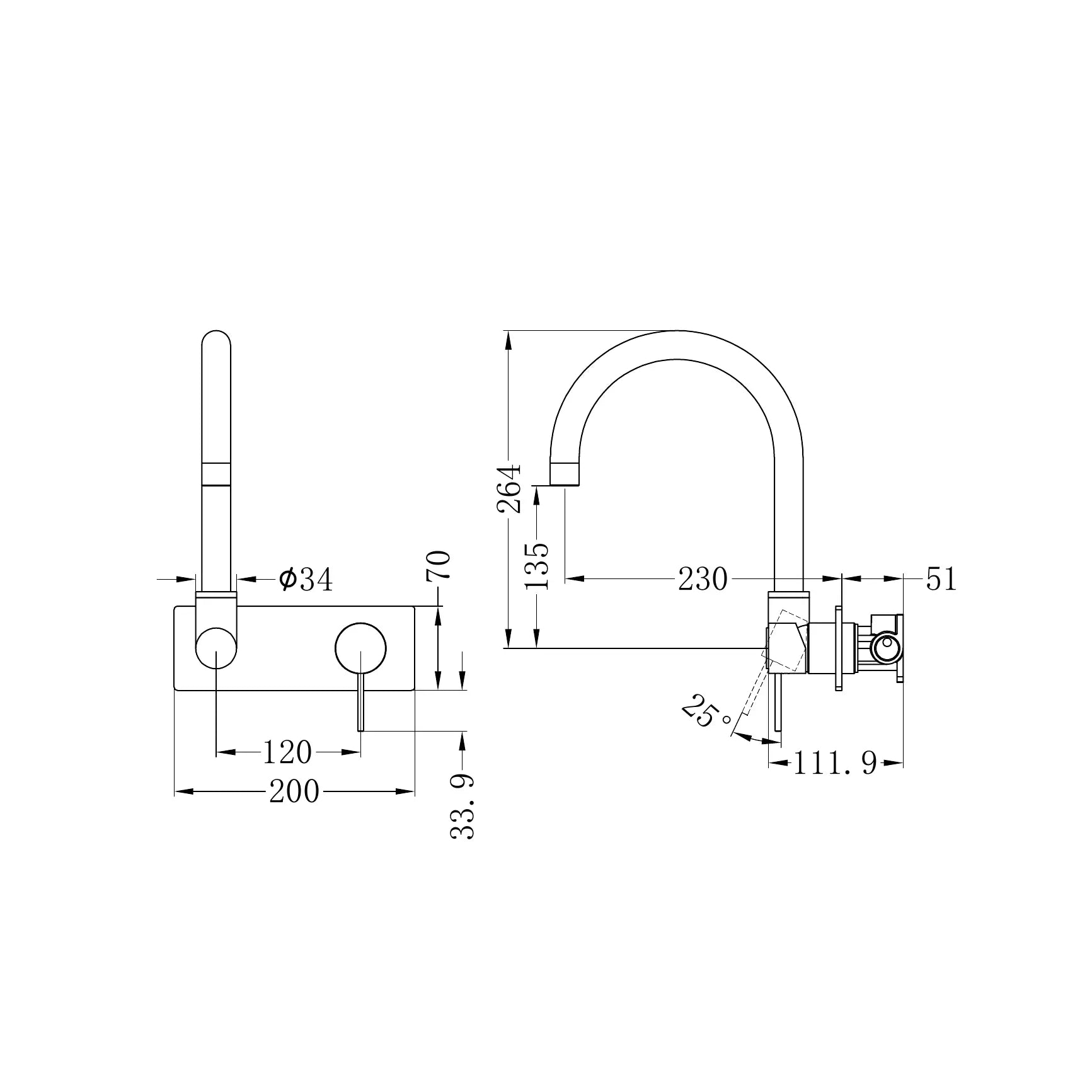 Mecca Wall Basin Mixer Swivel Spout