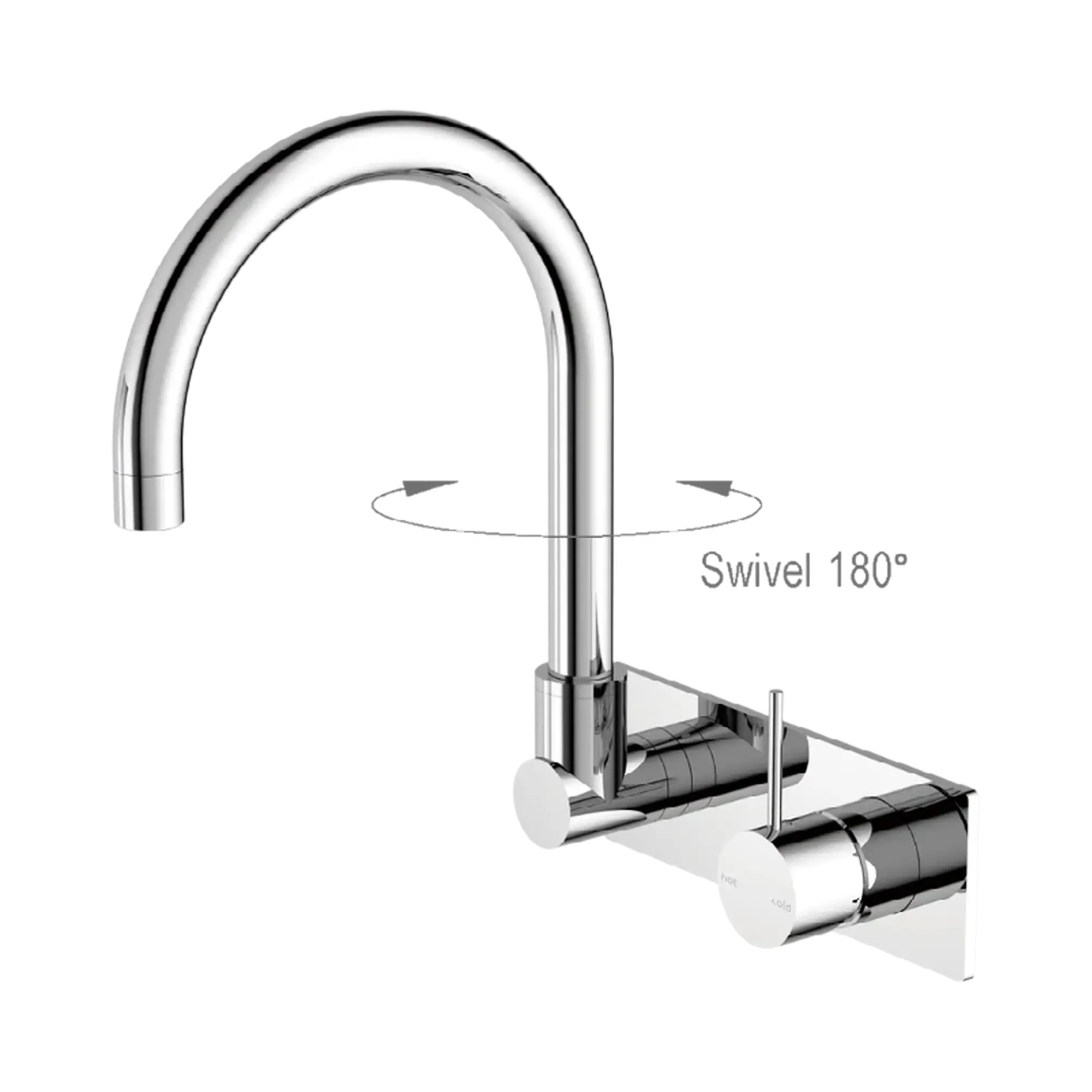 Mecca Wall Basin Mixer Swivel Spout Handle Up