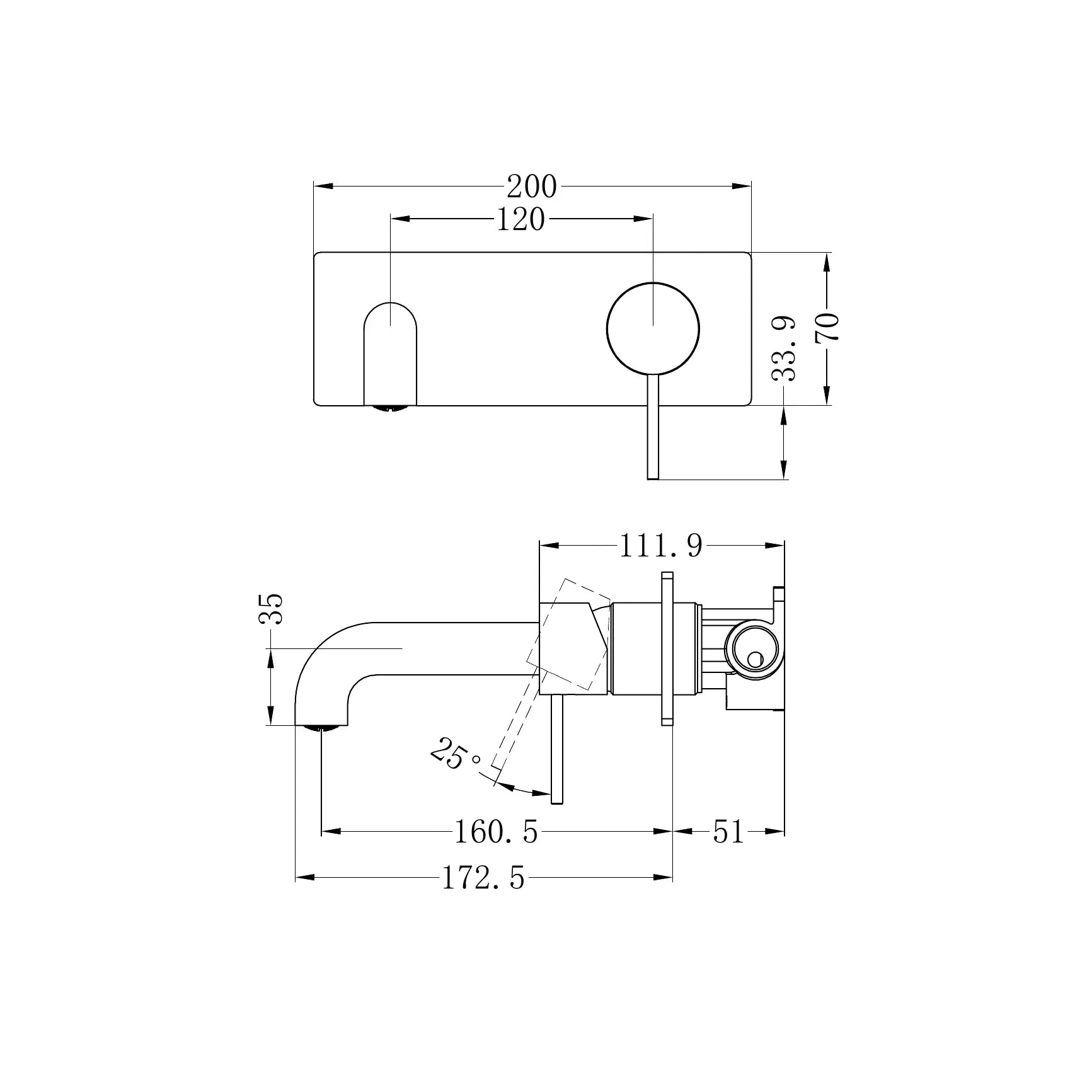 Mecca Wall Basin/Bath Mixer 160mm