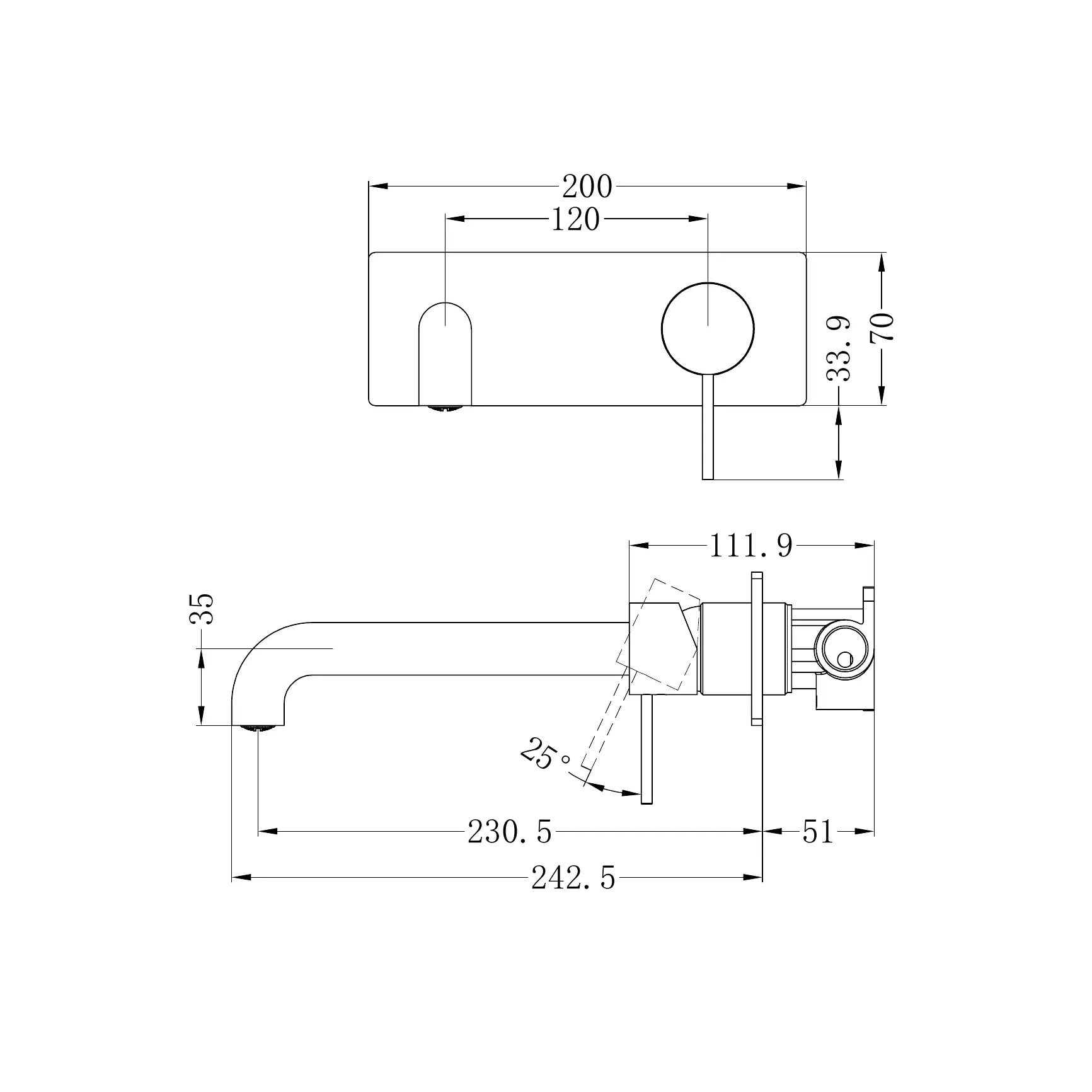 Mecca Wall Basin/Bath Mixer 230mm