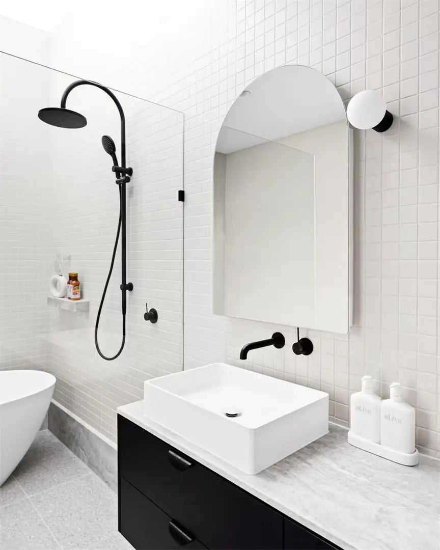 Mecca Wall Basin/Bath Mixer Separate Back Plate Handle Up 185mm