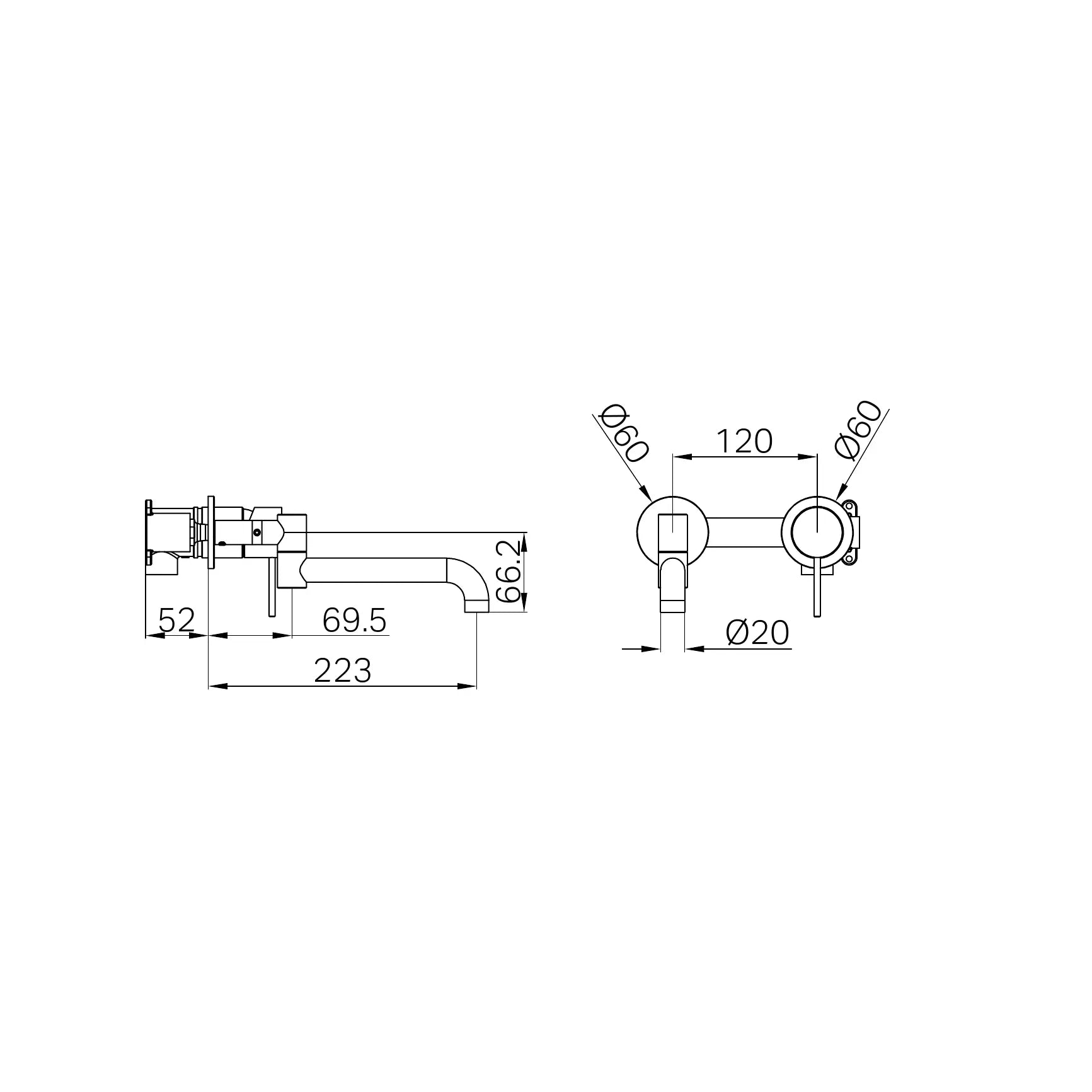 Mecca Wall Basin/Bath Mixer Swivel Spout 225mm