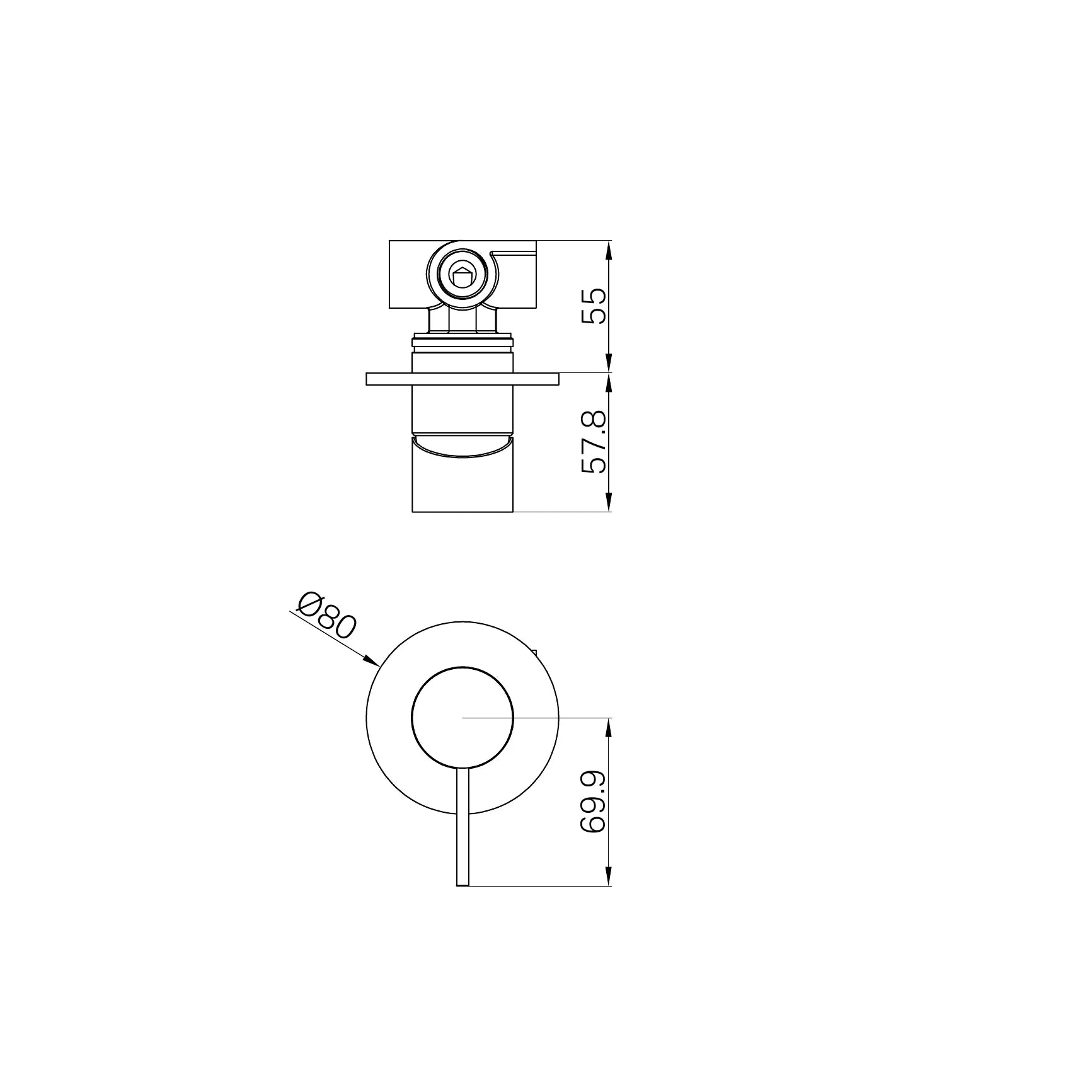 Mecca Shower Mixer 80mm Plate