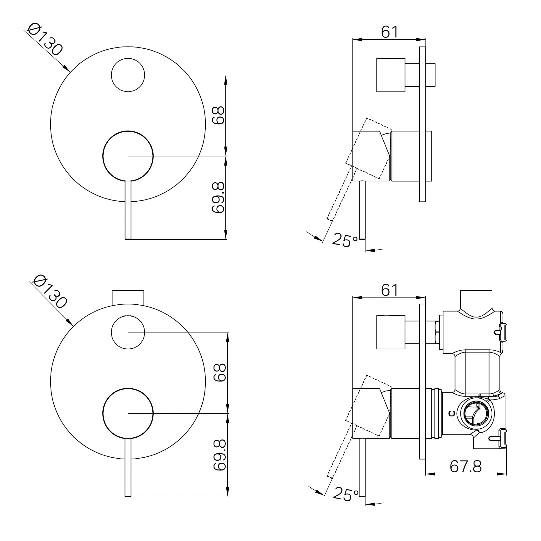 Mecca Shower Mixer With Diverter Trim Kit Only