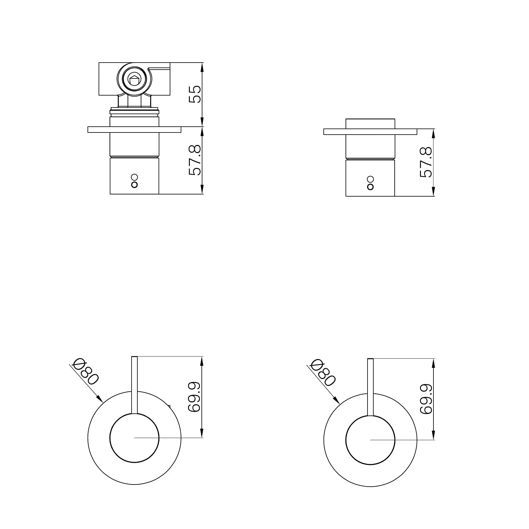 Mecca Shower Mixer Handle Up 80mm Plate Trim Kit Only