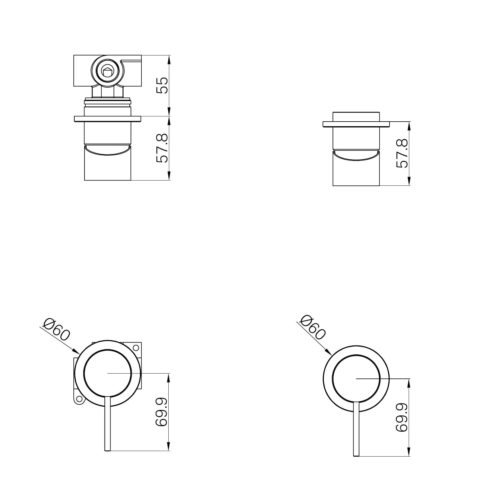 Mecca Shower Mixer 60mm Plate Trim Kit Only