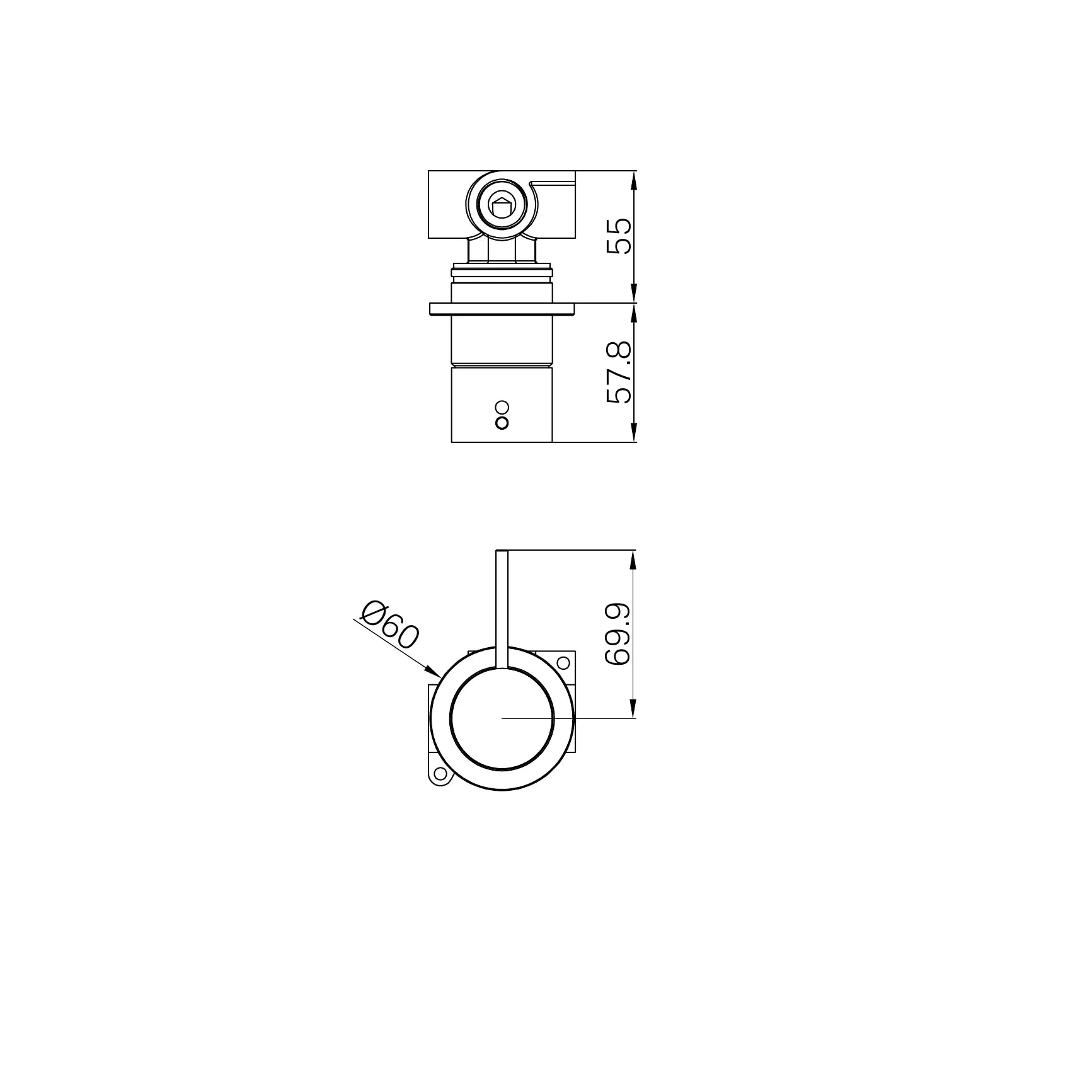 Mecca Shower Mixer 60mm Handle Up Plate