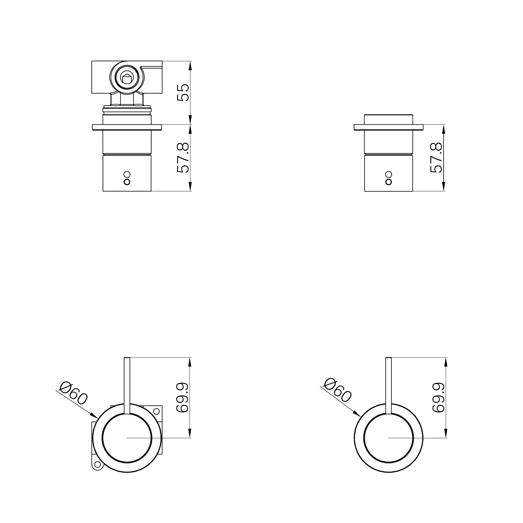 Mecca Shower Mixer 60mm Handle Up Plate Trim Kit Only