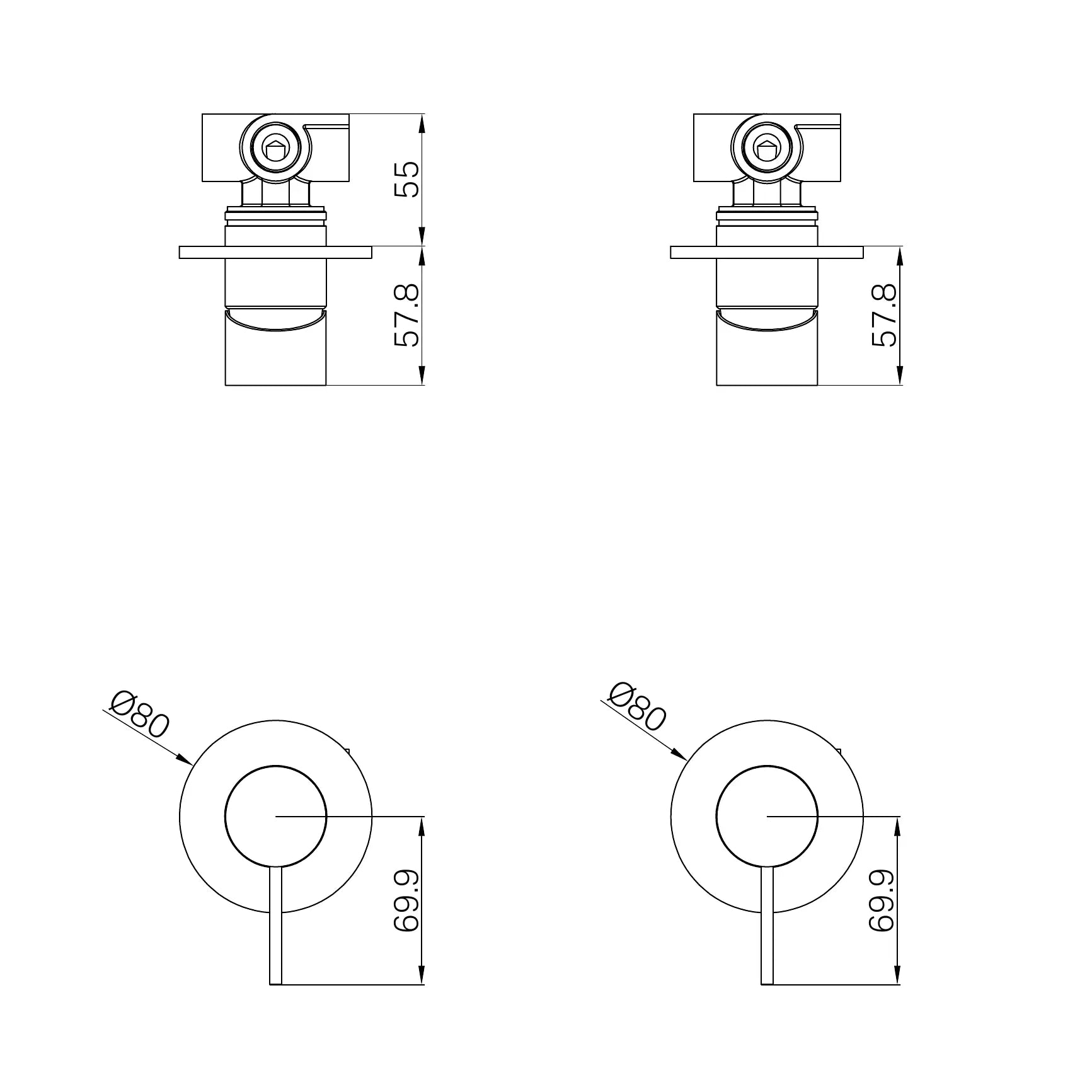 Mecca Shower Mixer 80mm Plate Trim Kit Only