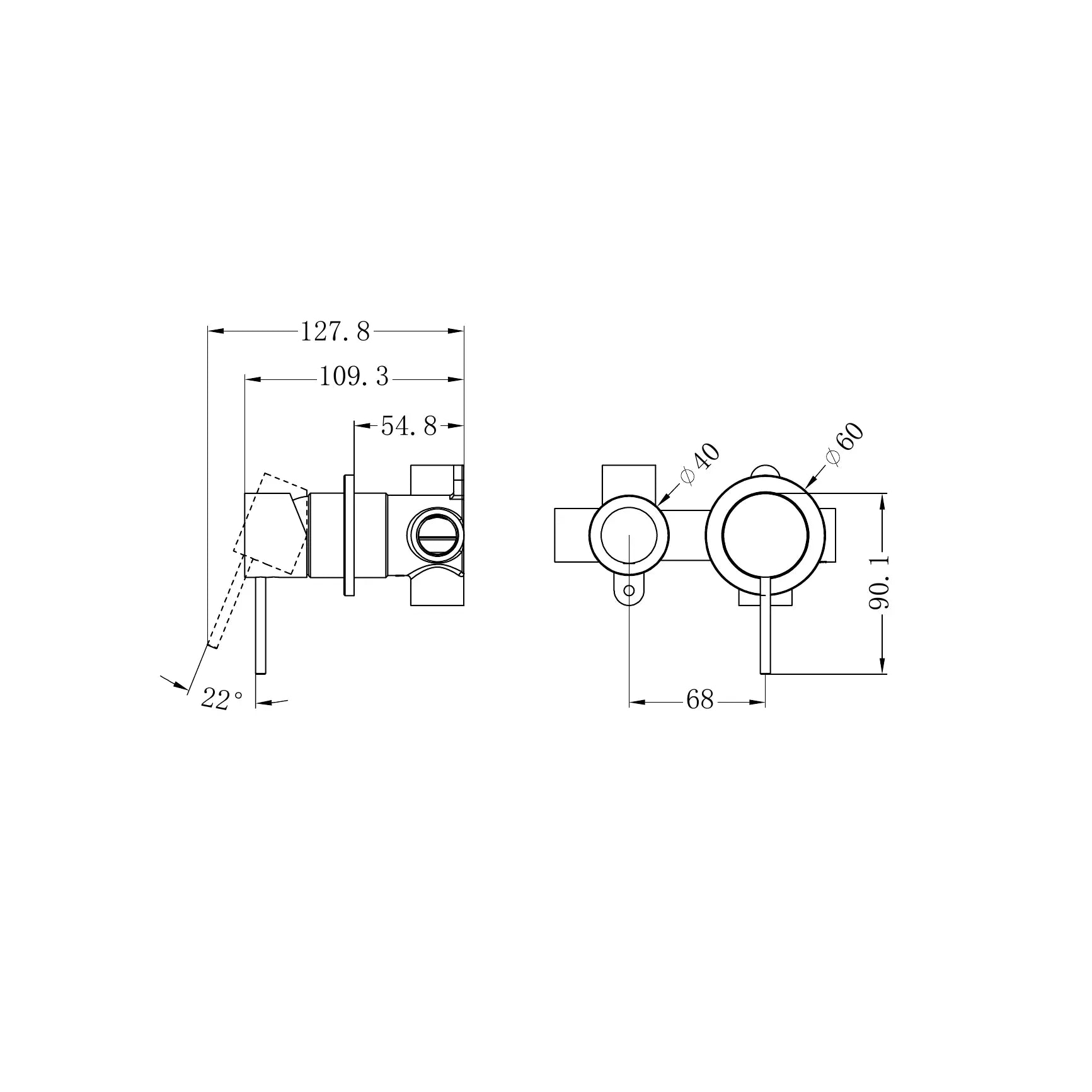 Mecca Shower Mixer With Horizontal 2 Way Diverter