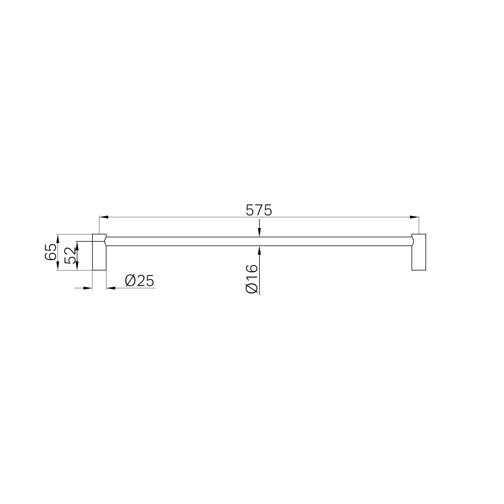 New Mecca Single Towel Rail 600mm