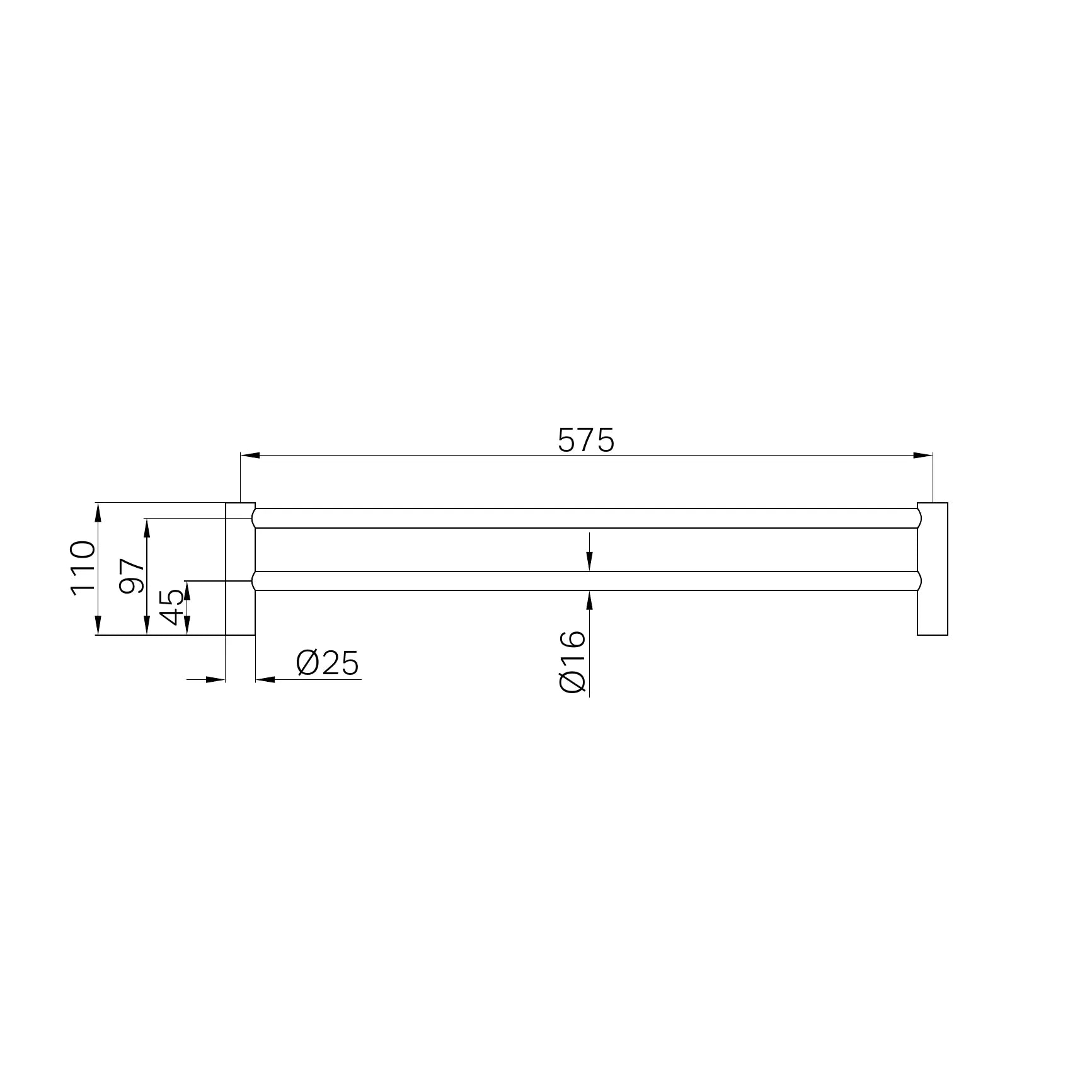 New Mecca Double Towel Rail 600mm