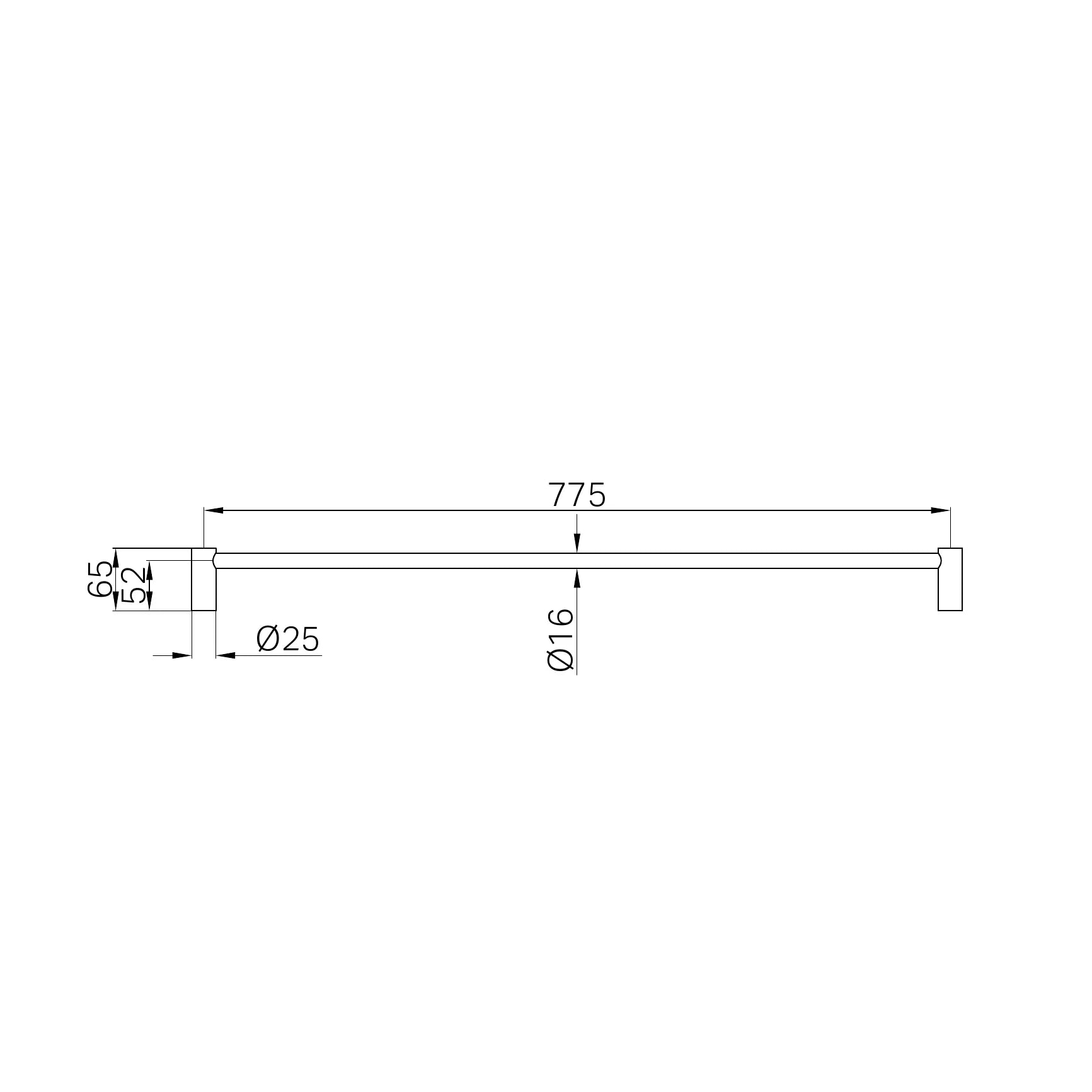 New Mecca Single Towel Rail 800mm