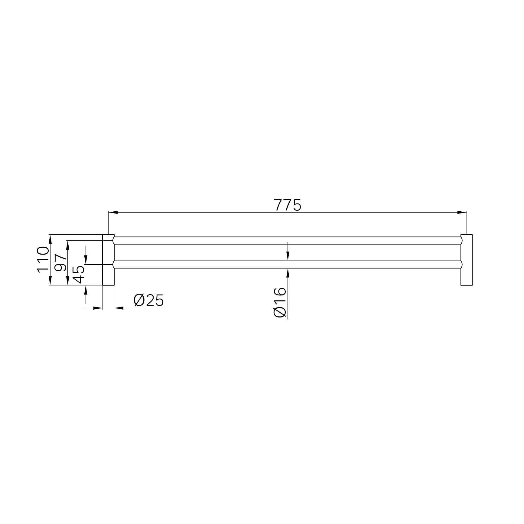 New Mecca Double Towel Rail 800mm