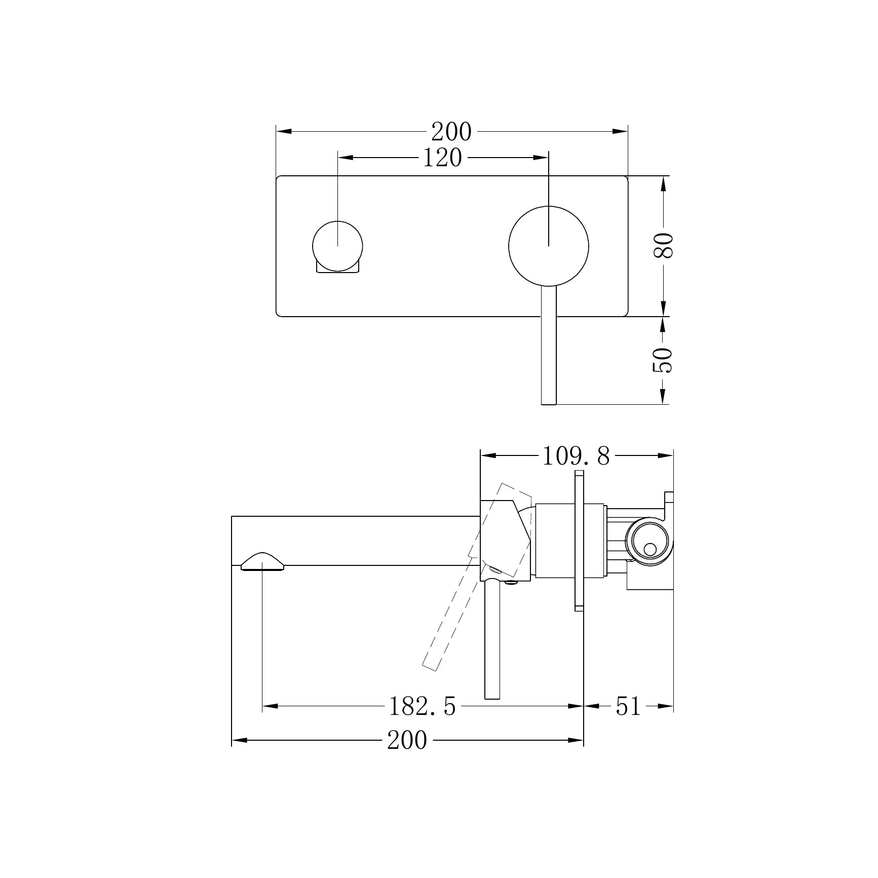 Dolce Wall Basin Mixer Straight Spout