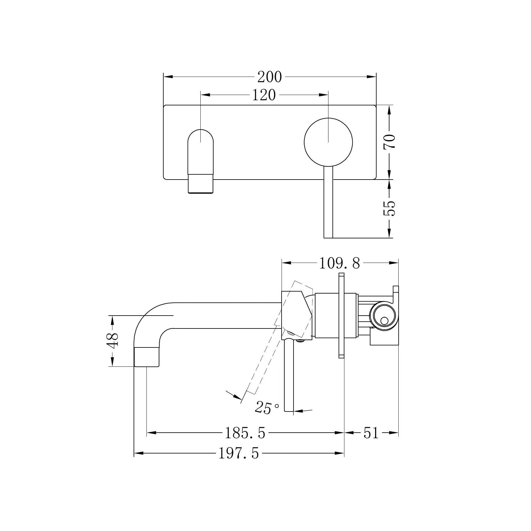 Dolce Wall Basin/Bath Mixer