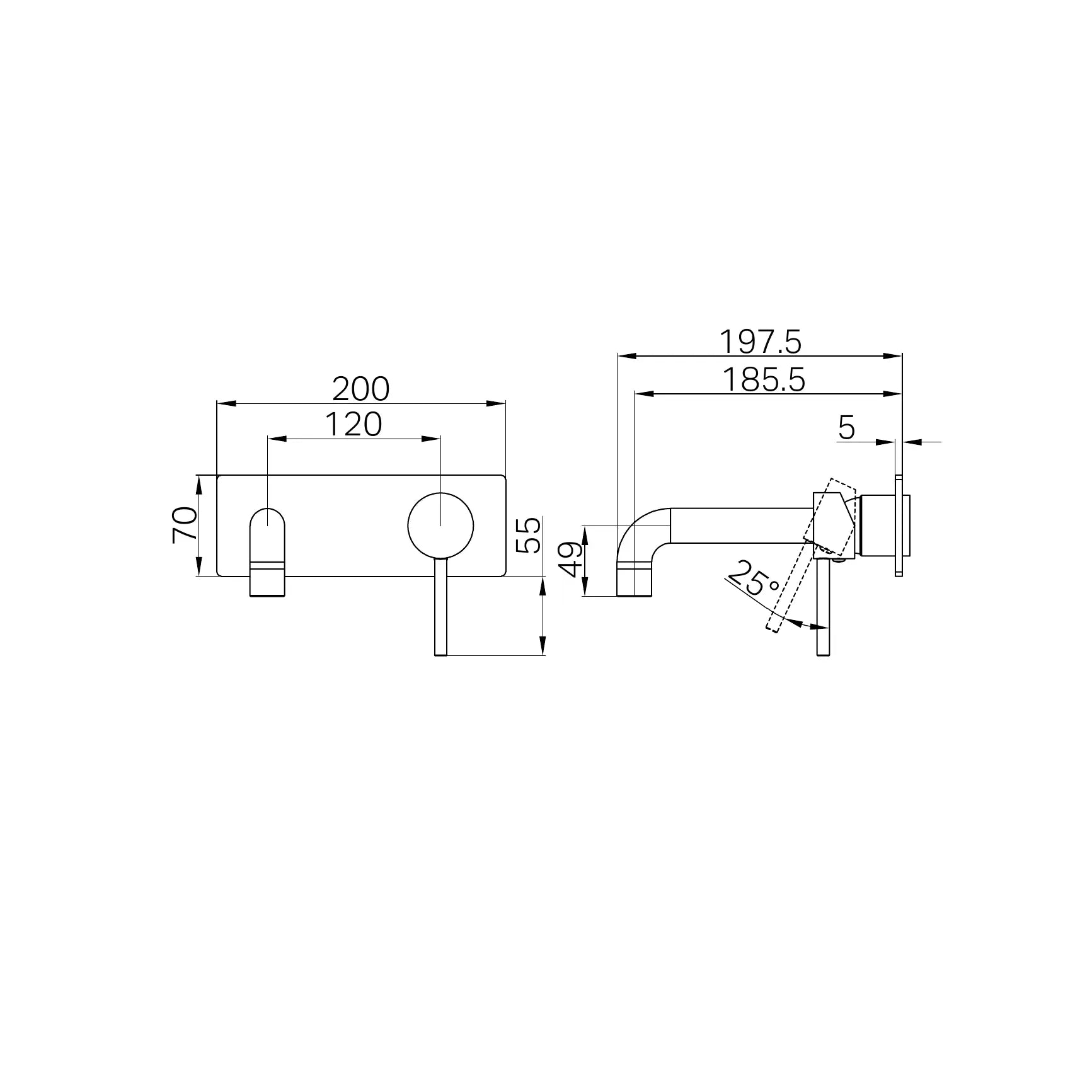 Dolce Wall Basin/Bath Mixer Trim Kits Only