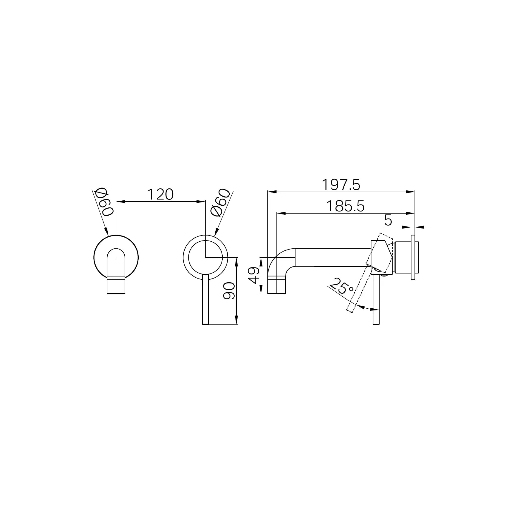 Dolce Wall Basin/Bath Mixer Separate Back Plate Trim Kits Only