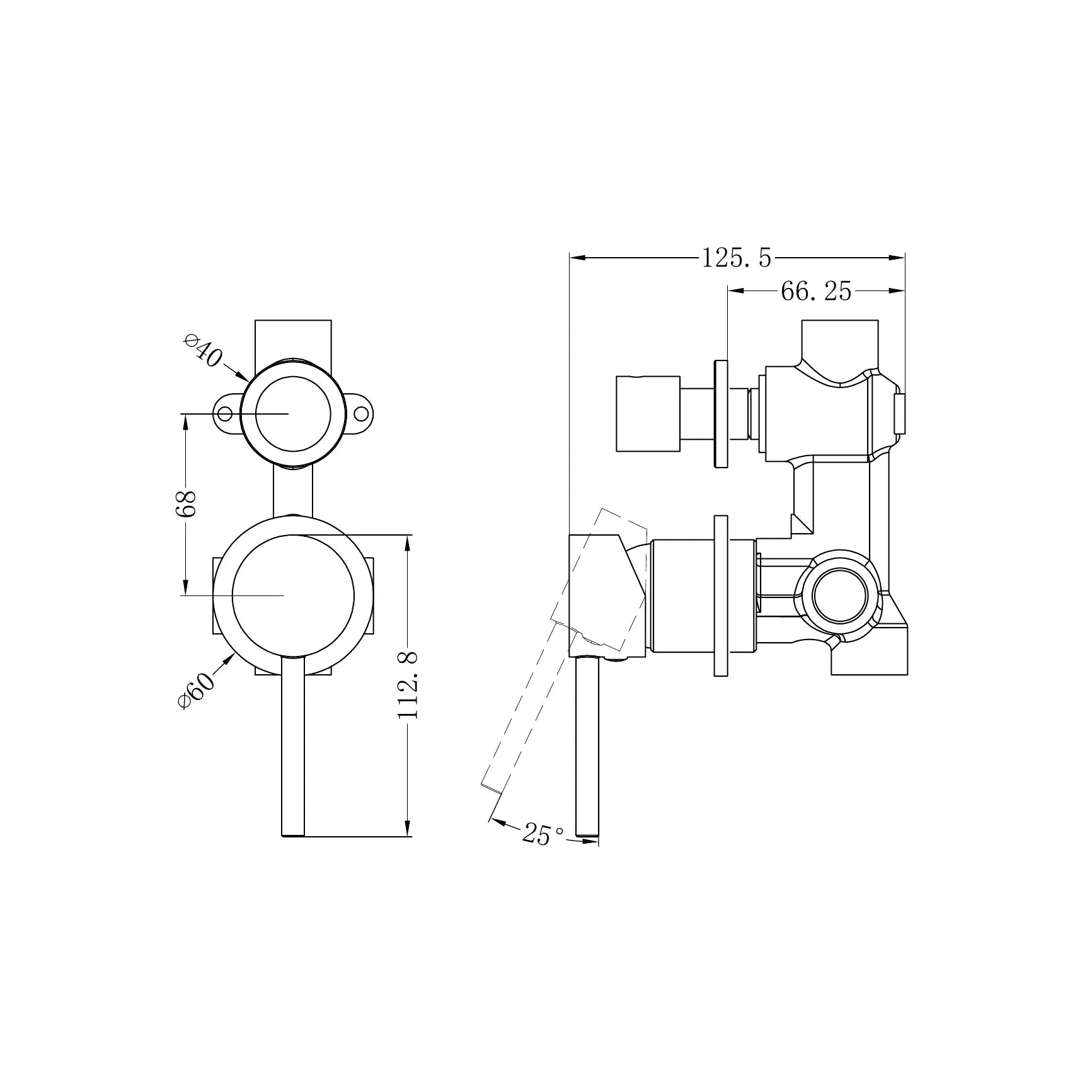 Dolce Shower Mixer With Diverter Separate Back Plate
