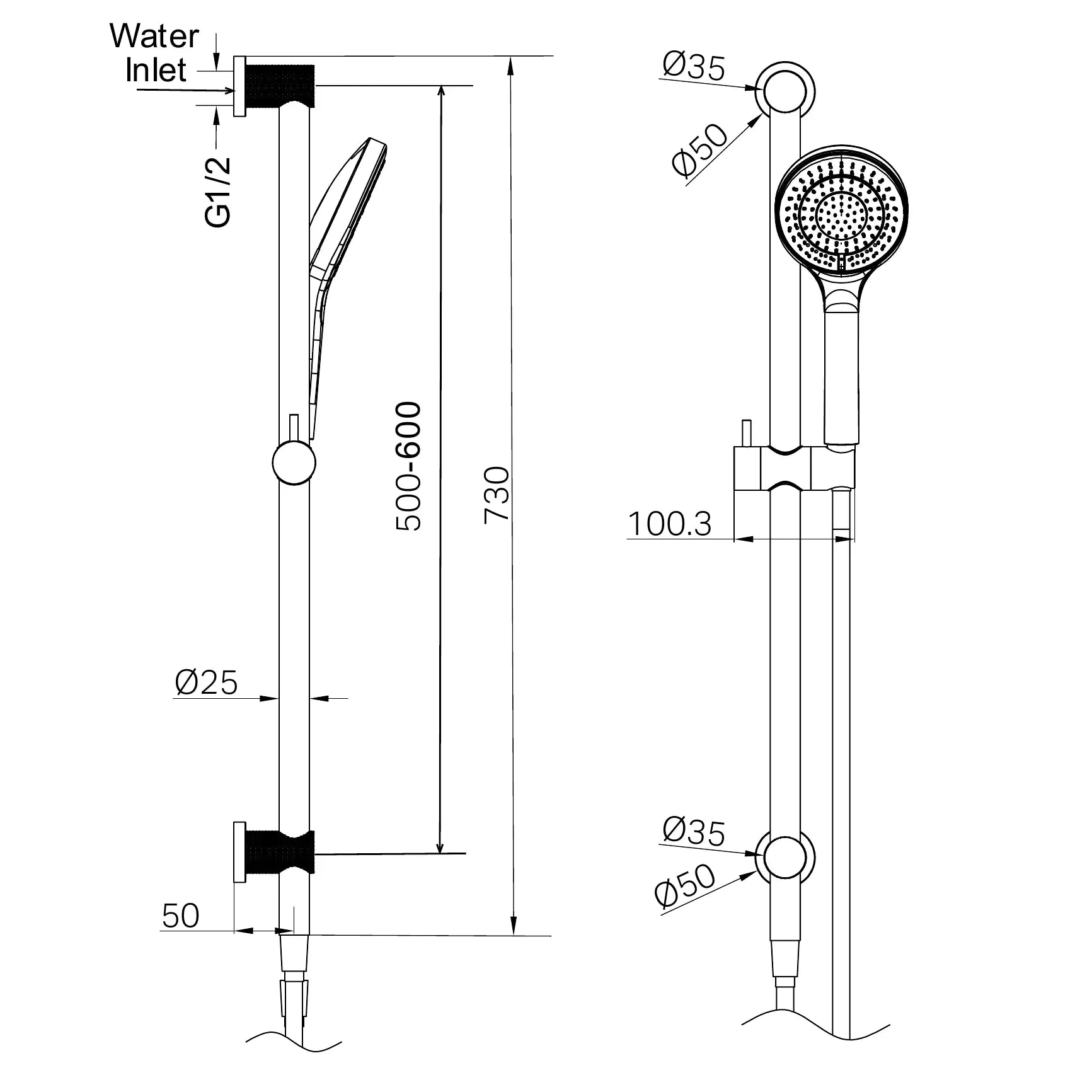 Opal Shower Rail With Air Shower