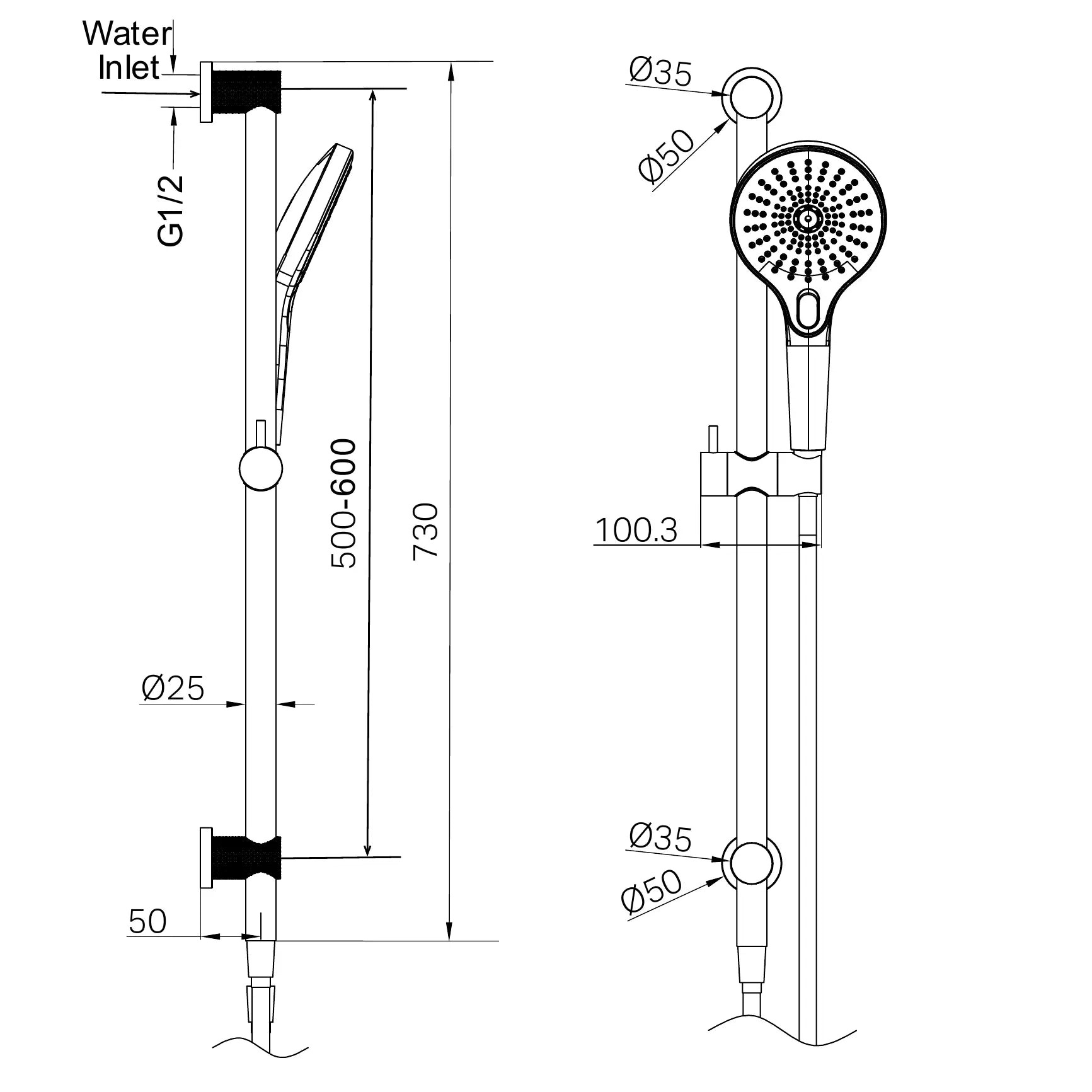 Opal Shower Rail