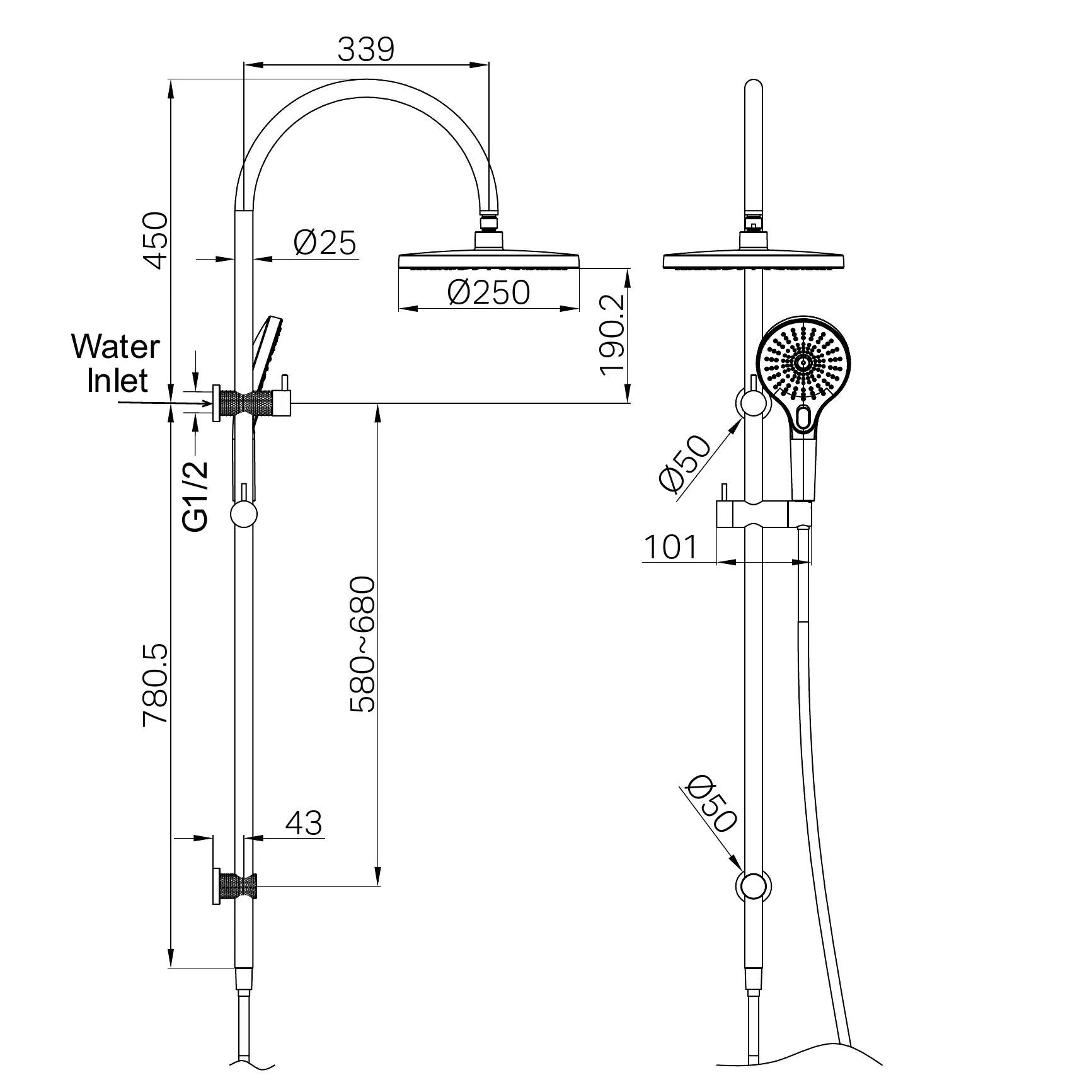 Opal Twin Shower