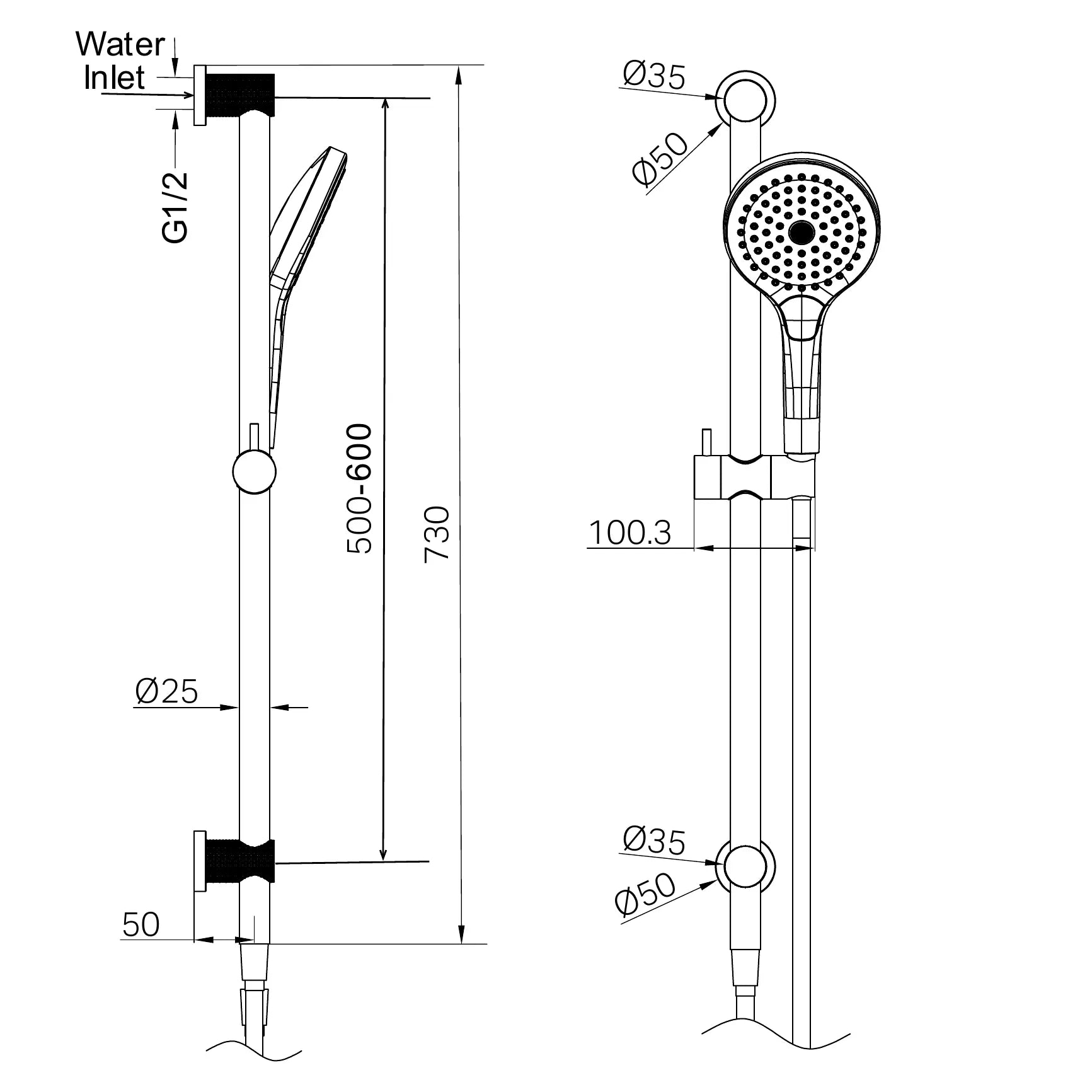 Opal Shower Rail With Air Shower II