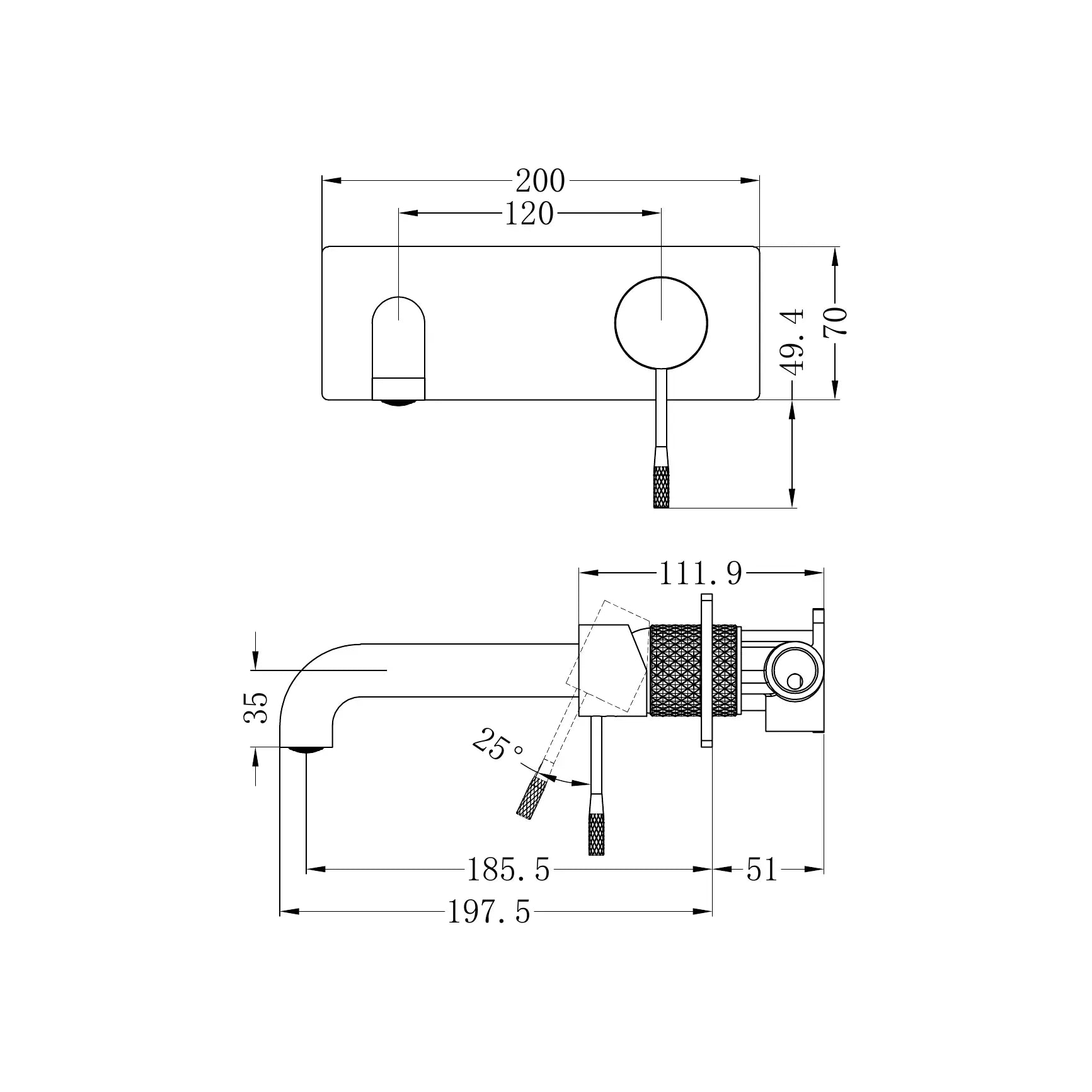 Opal Wall Basin/Bath Mixer 185mm