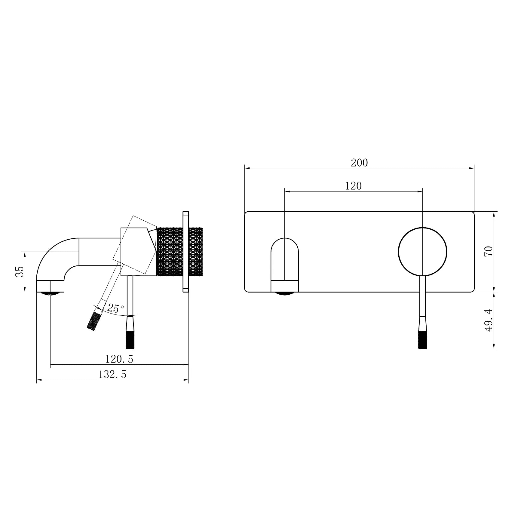 Opal Wall Basin/Bath Mixer 120mm