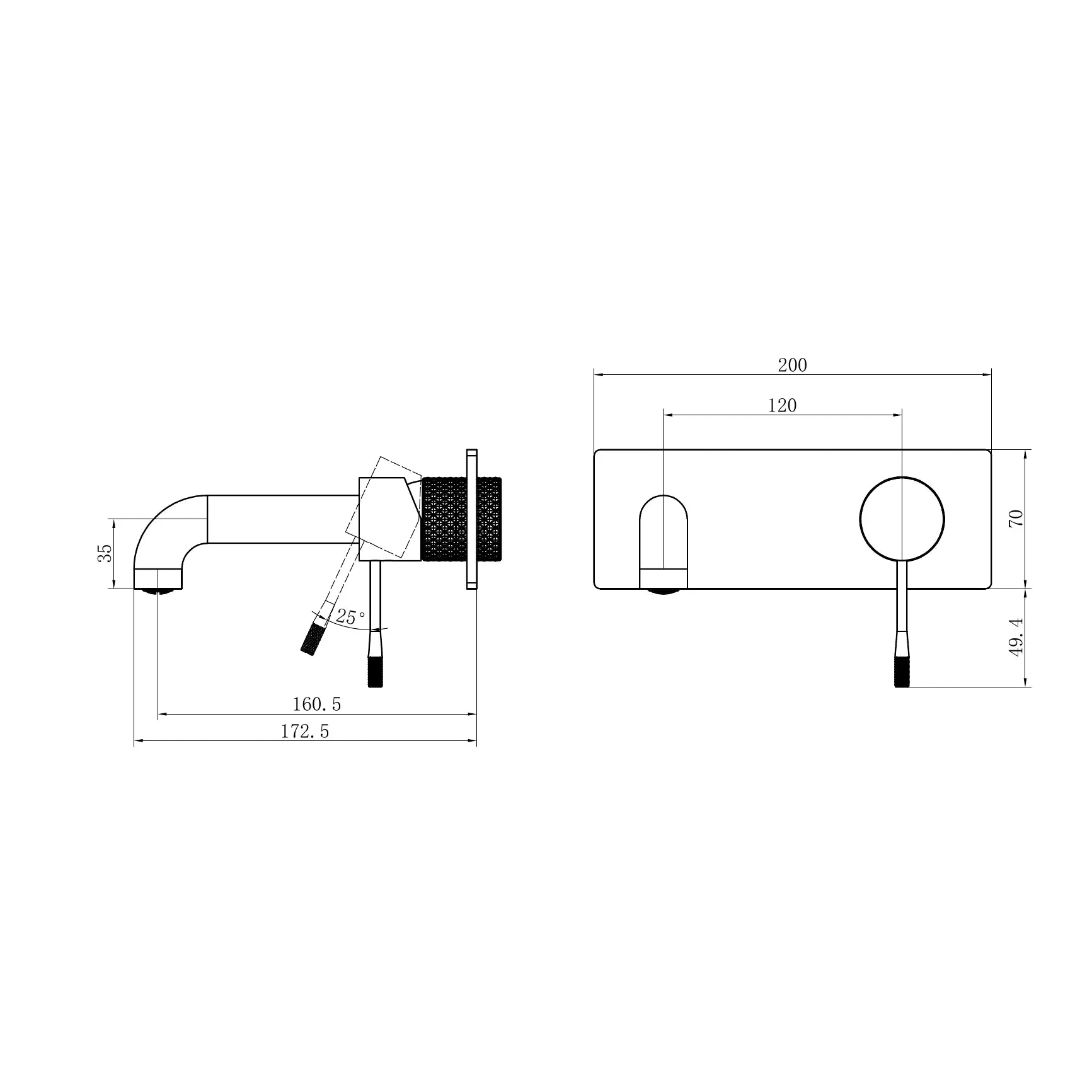 Opal Wall Basin/Bath Mixer 160mm
