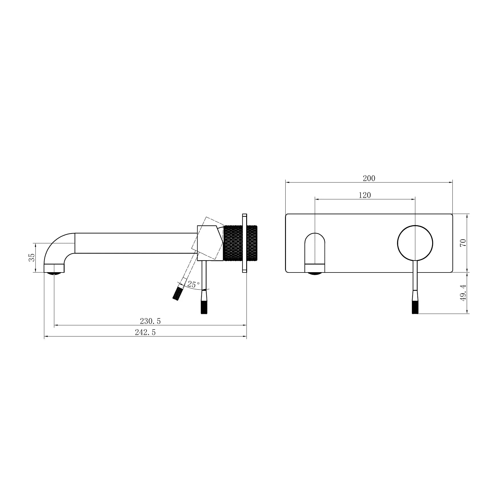 Opal Wall Basin/Bath Mixer 230mm