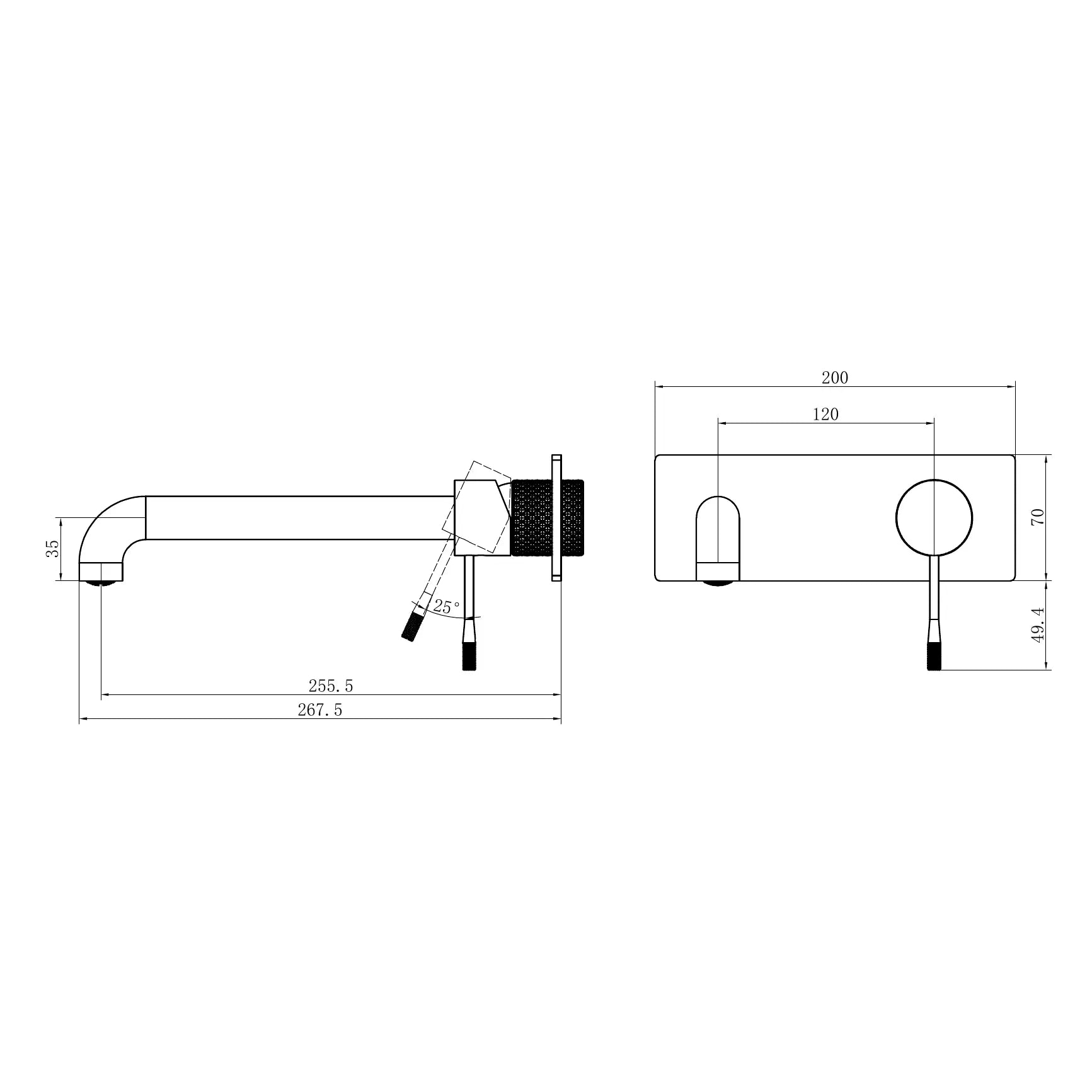 Opal Wall Basin/Bath Mixer 260mm