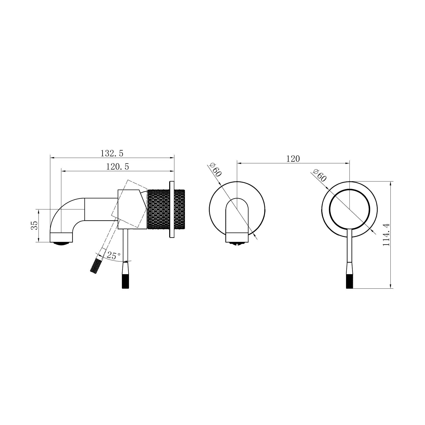 Opal Wall Basin/Bath Mixer Separate Back Plate 120mm