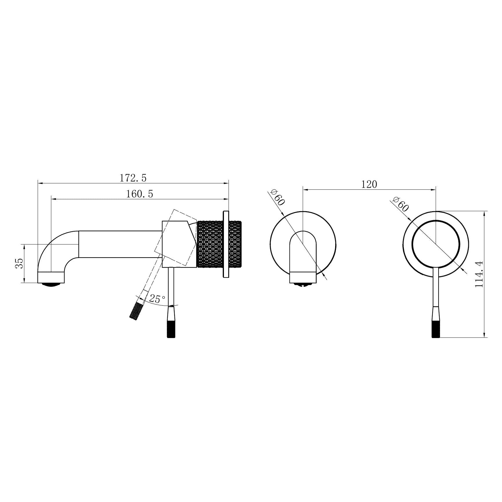 Opal Wall Basin/Bath Mixer Separate Back Plate 160mm
