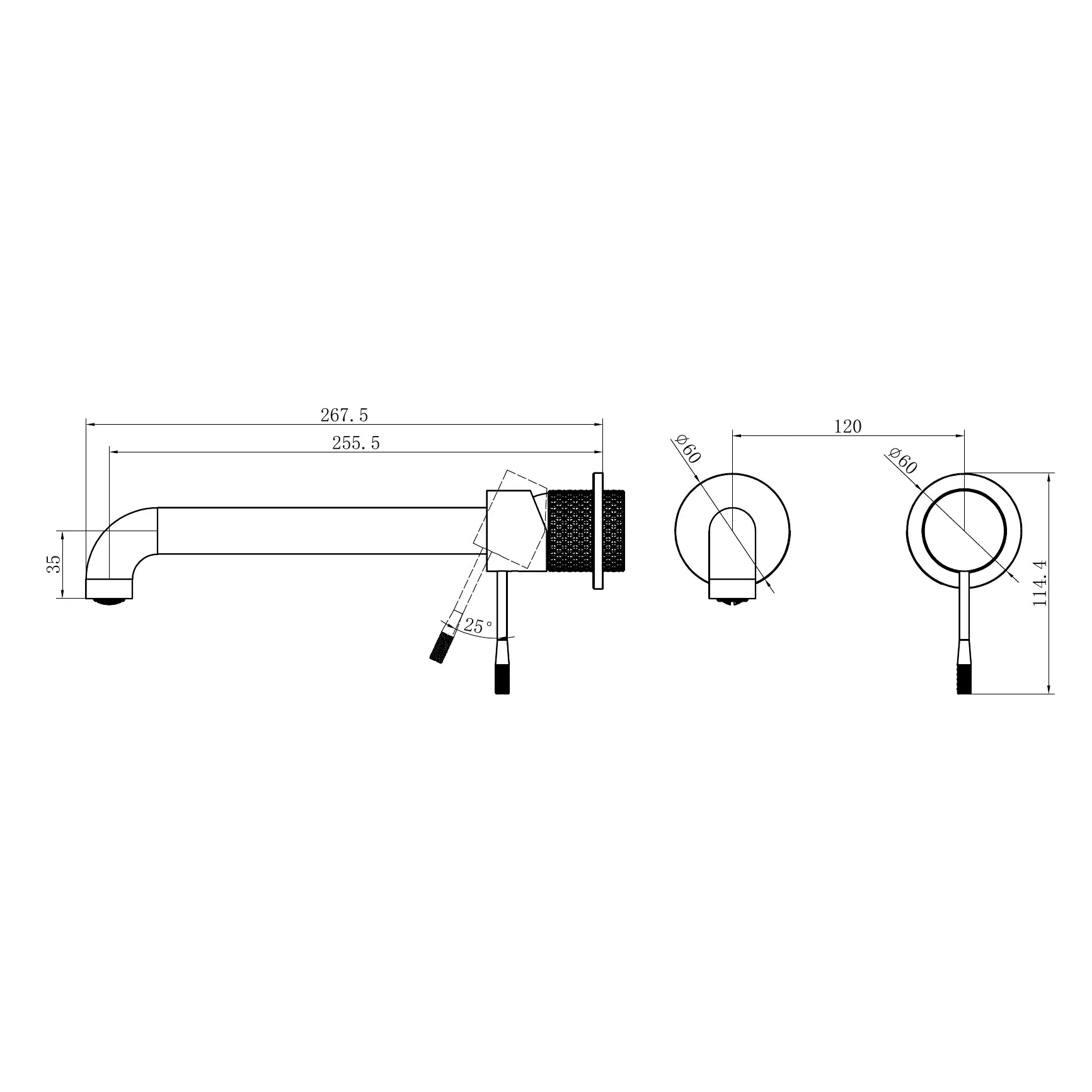 Opal Wall Basin/Bath Mixer Separate Back Plate 260mm