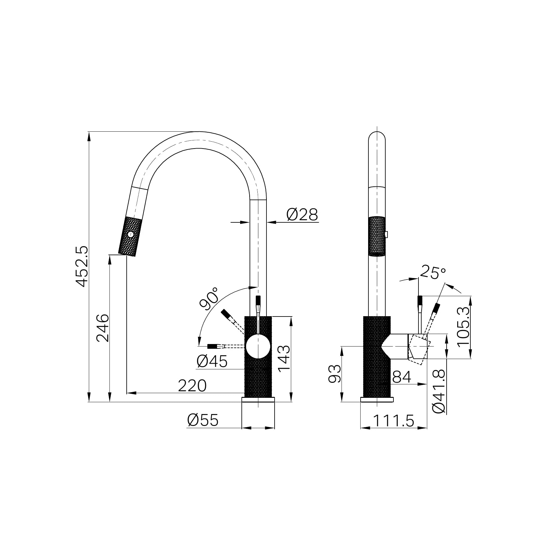Opal Pull Out Sink Mixer With Vegie Spray Function